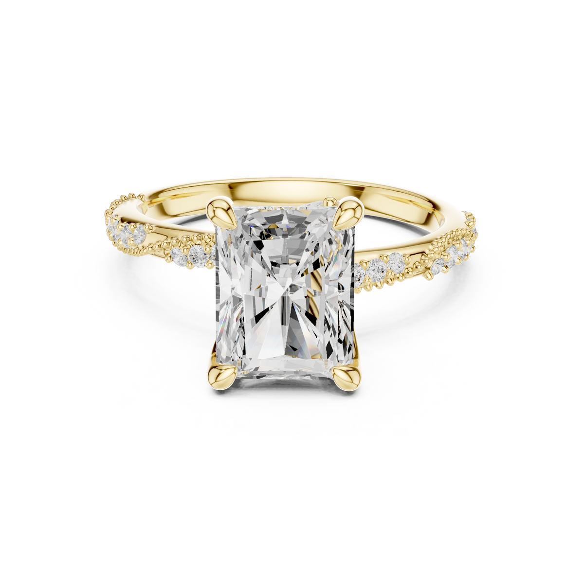 Radiant Cut Diamond Engagement Ring With Vintage Milgrain Band