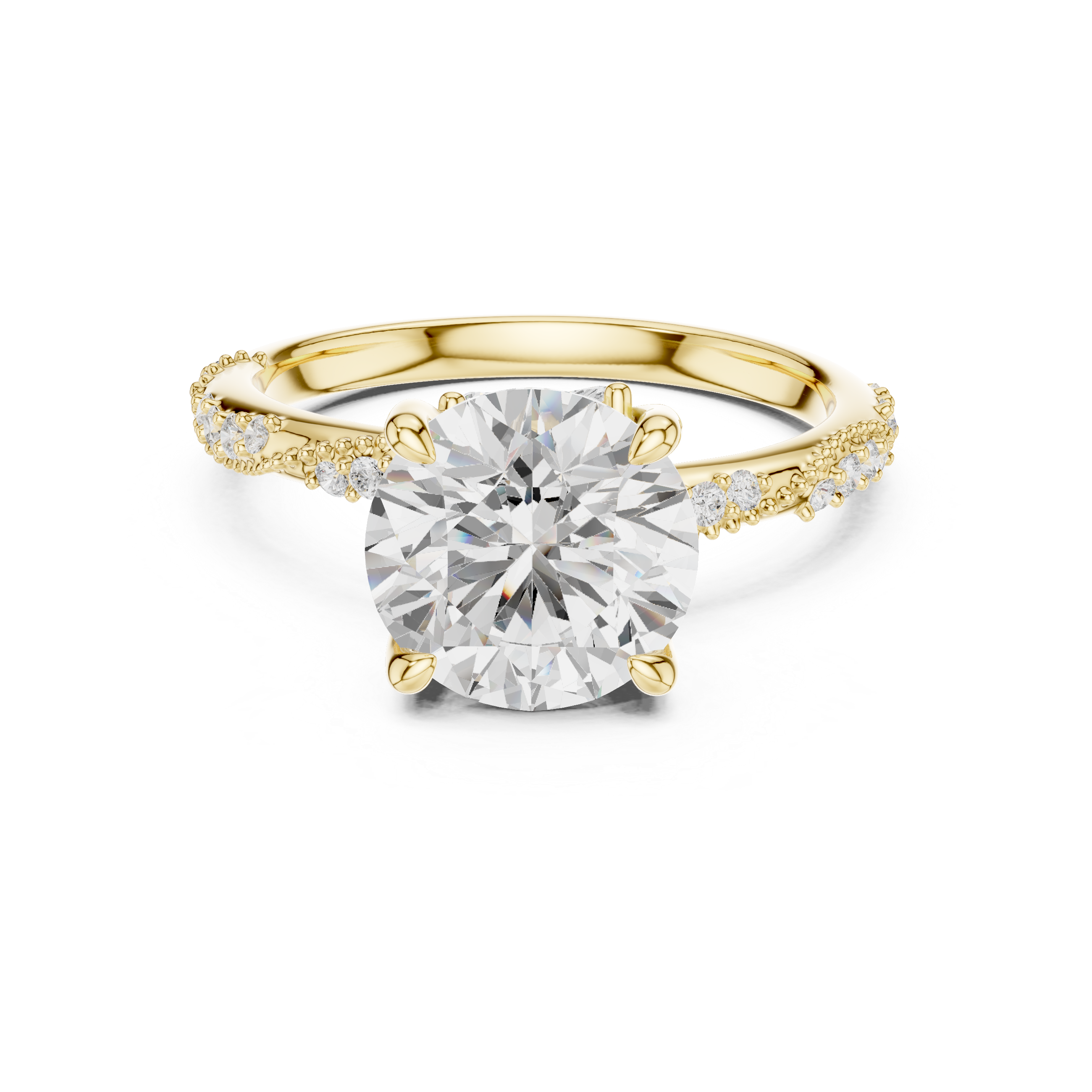 Round Cut Diamond Engagement Ring With Vintage Milgrain Band