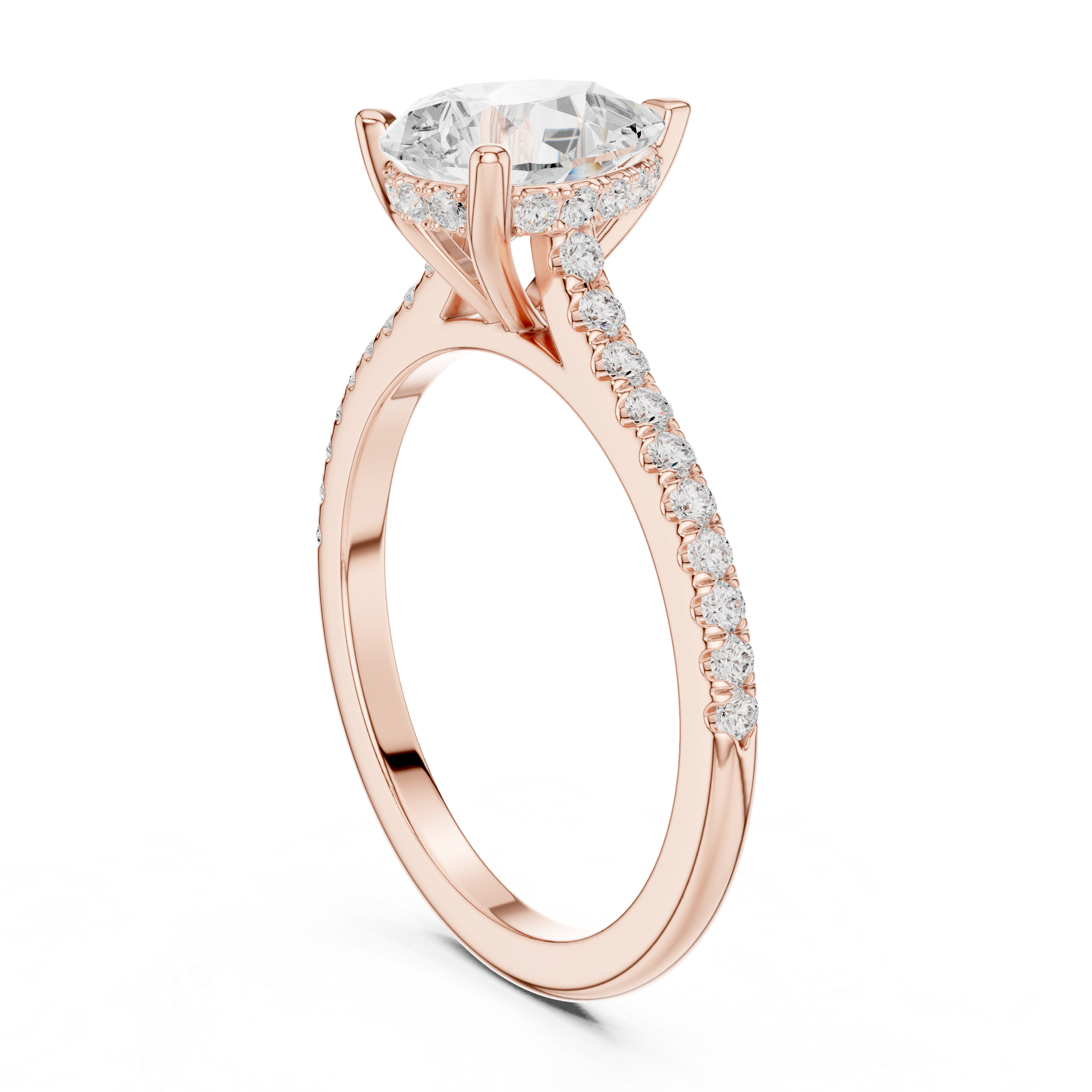 Pear Cut Lab Grown Diamond Hidden Halo Engagement Ring