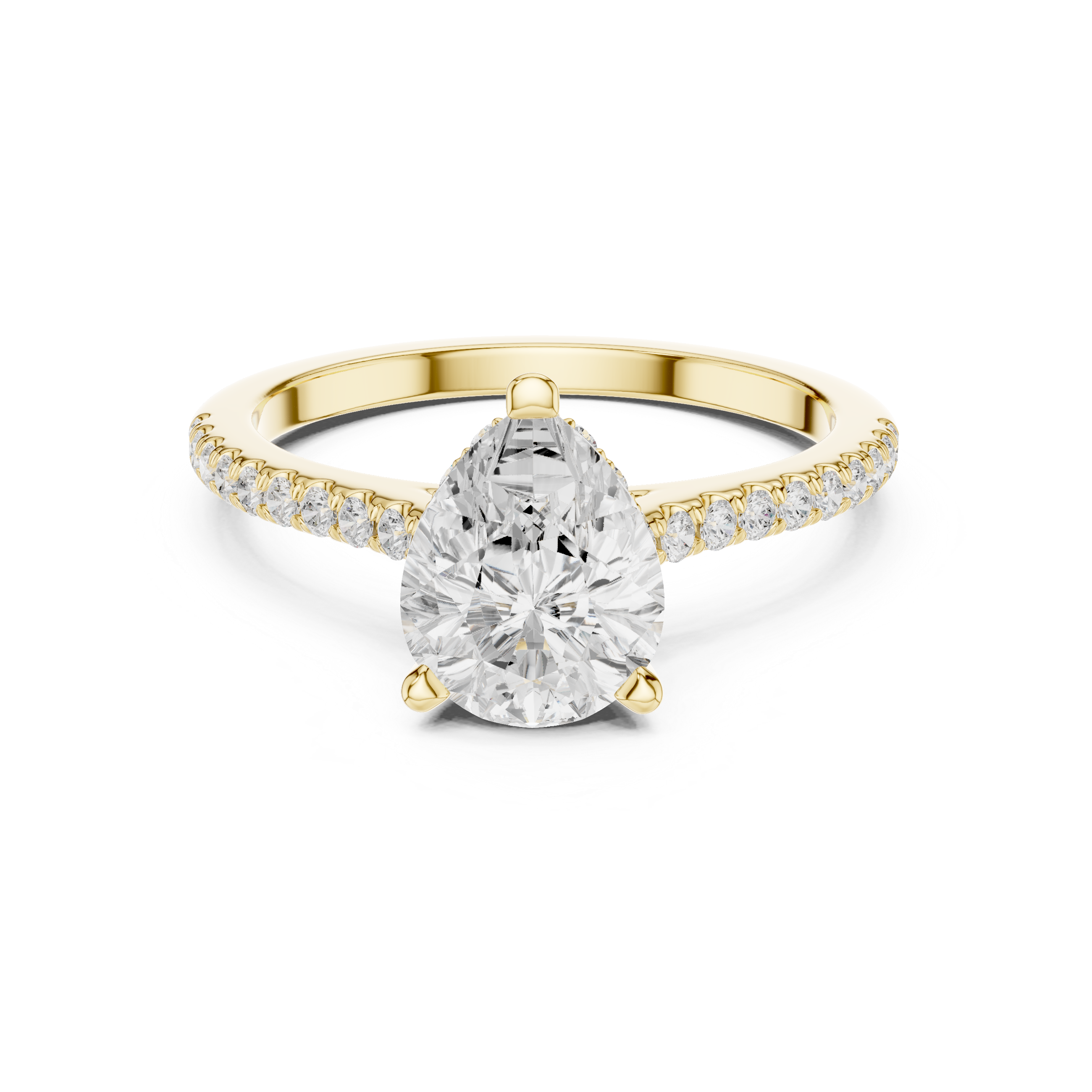 Pear Cut Lab Grown Diamond Hidden Halo Engagement Ring