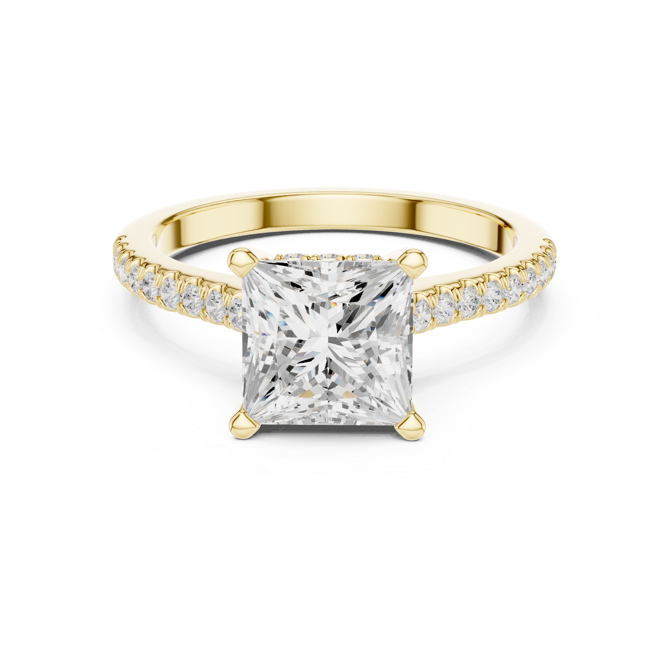 Princess Cut Lab Grown Diamond Hidden Halo Engagement Ring