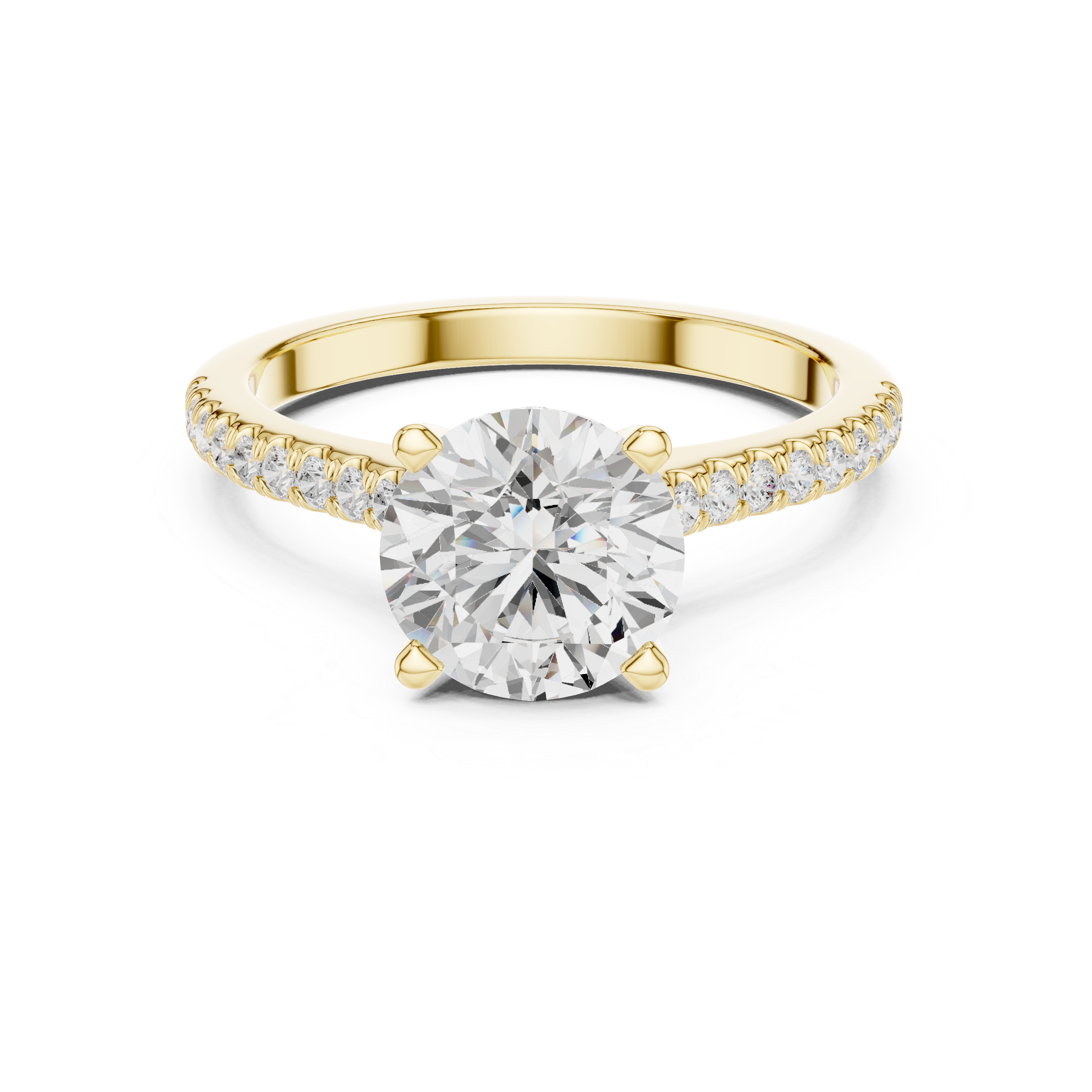 Round Cut Lab Grown Diamond Hidden Halo Engagement Ring