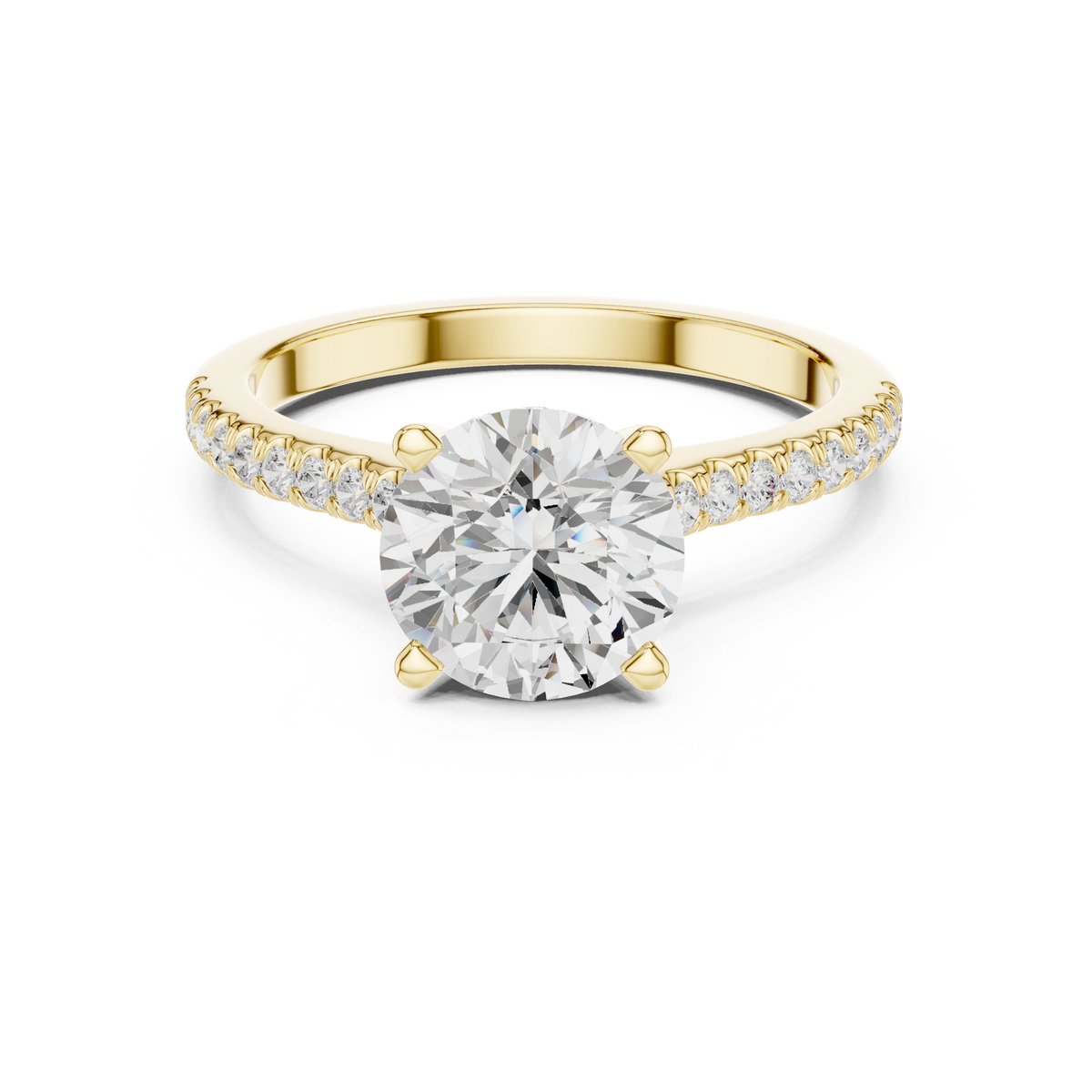 Round Cut Lab Grown Diamond Hidden Halo Engagement Ring