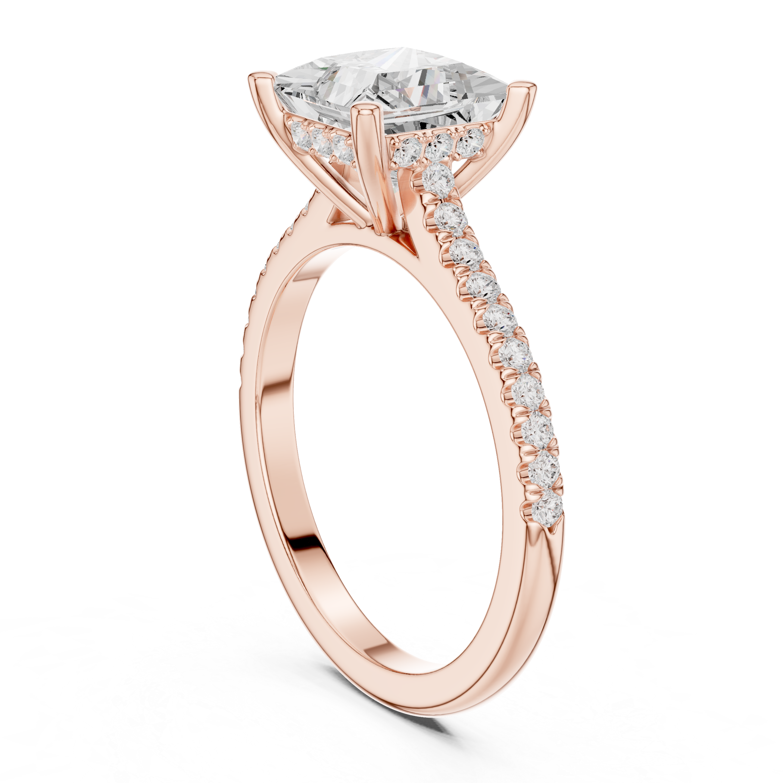 Princess Cut Lab Grown Diamond Hidden Halo Engagement Ring