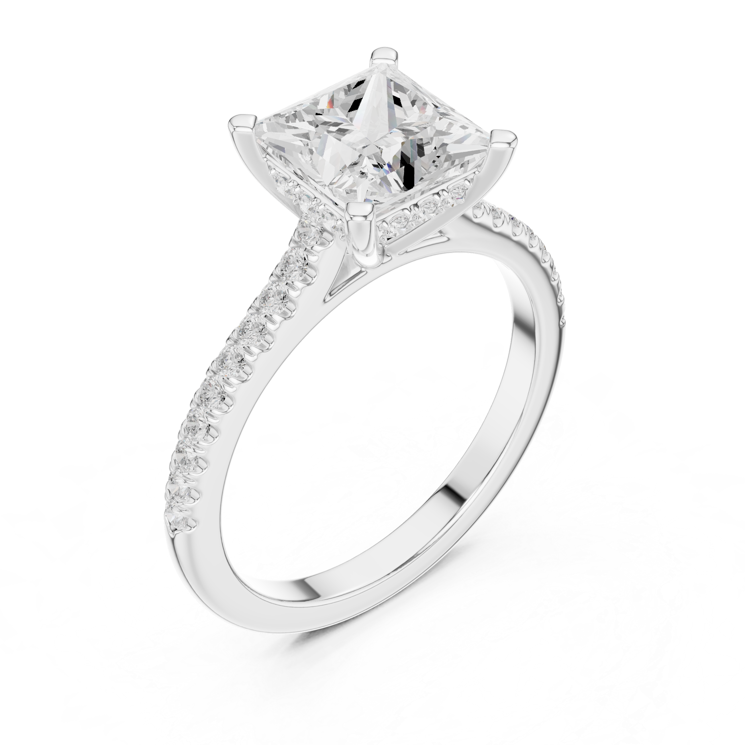 Princess Cut Lab Grown Diamond Hidden Halo Engagement Ring