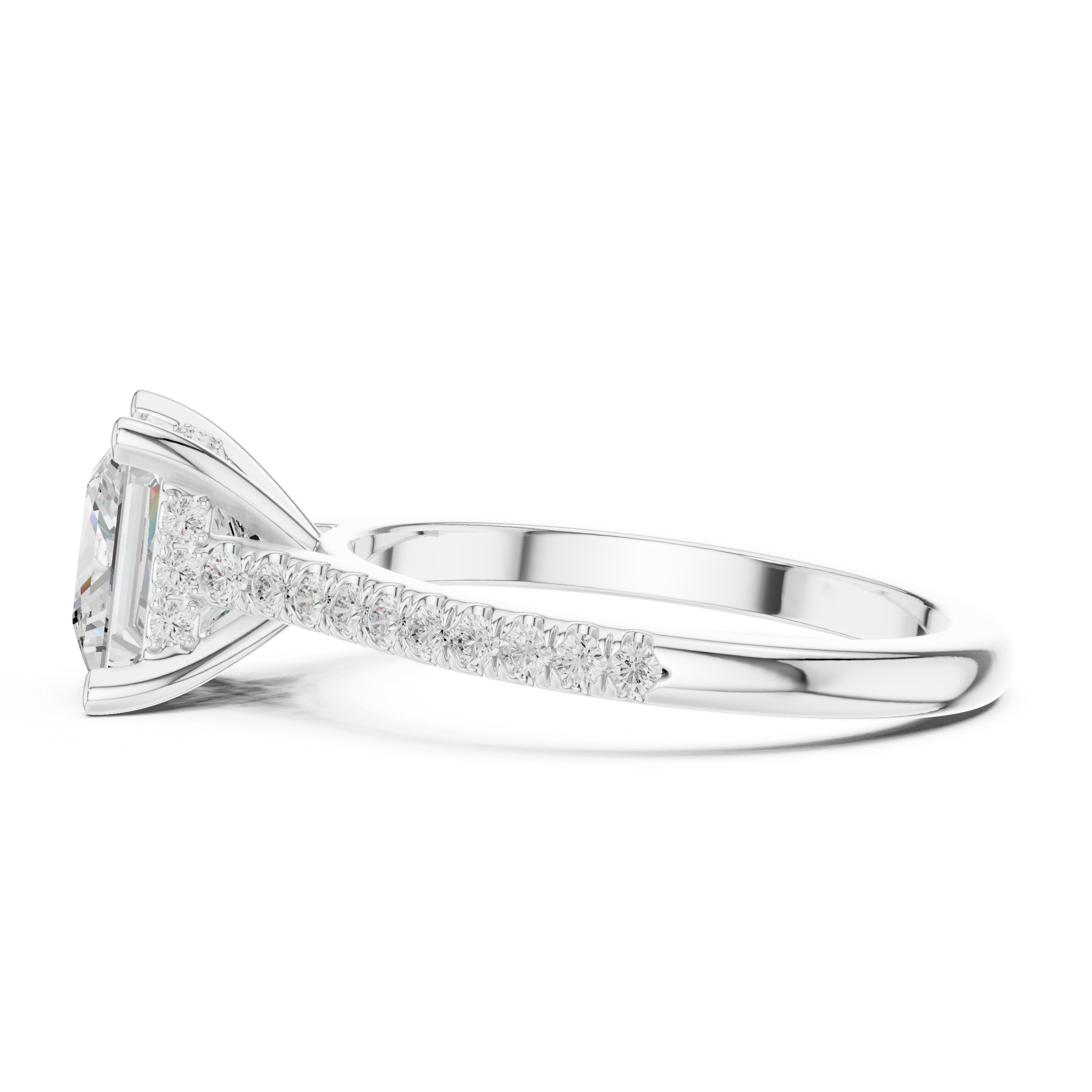 Princess Cut Lab Grown Diamond Hidden Halo Engagement Ring