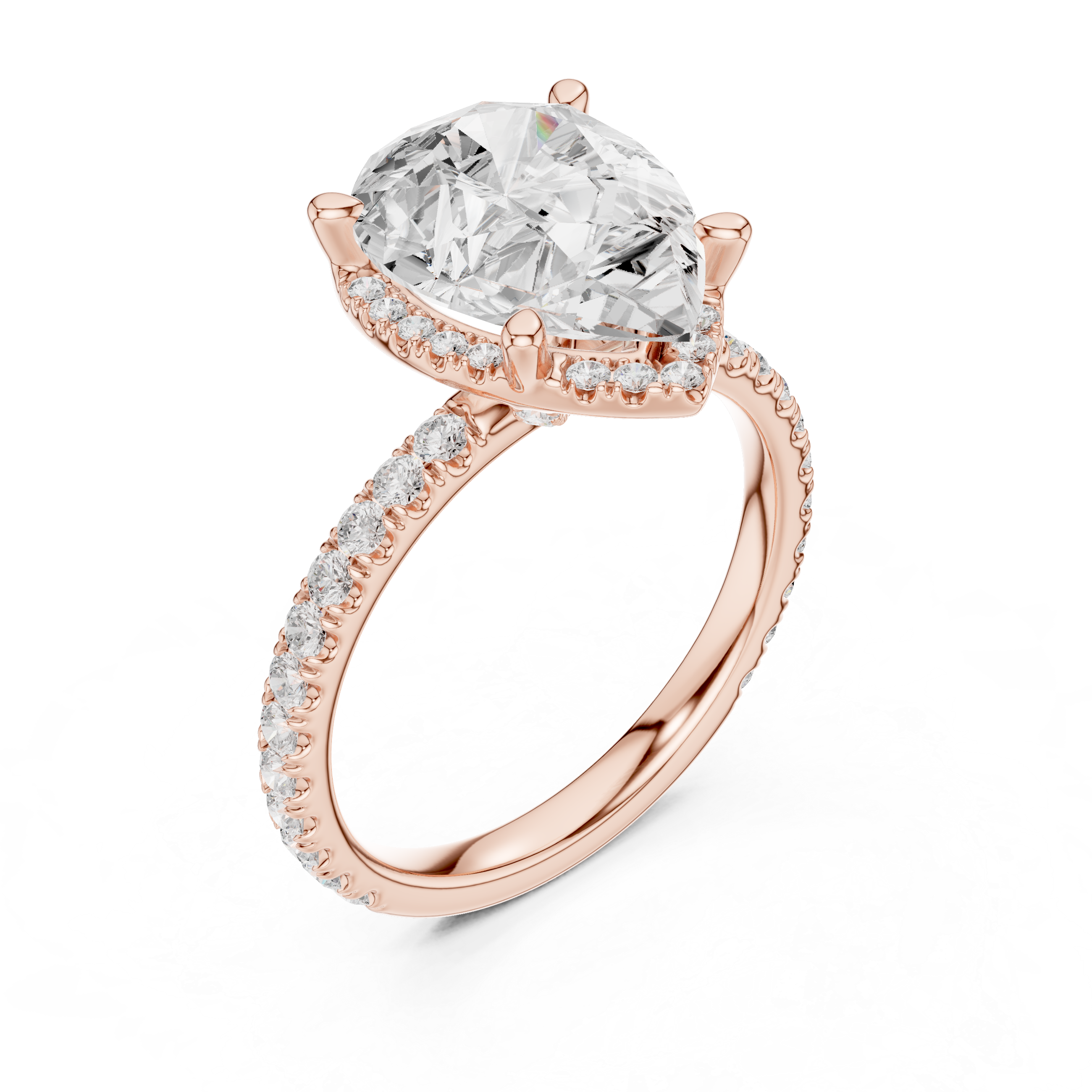Pave Set Pear Diamond Hidden Set Ring