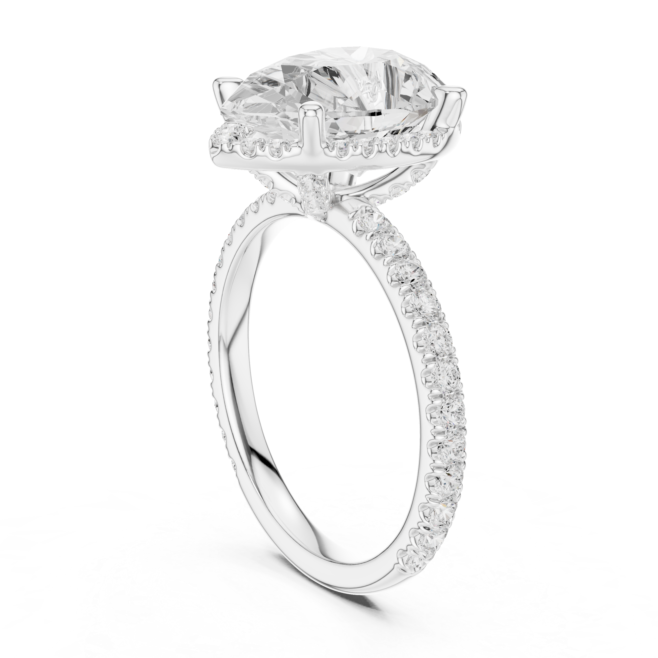 Pave Set Pear Diamond Hidden Set Ring