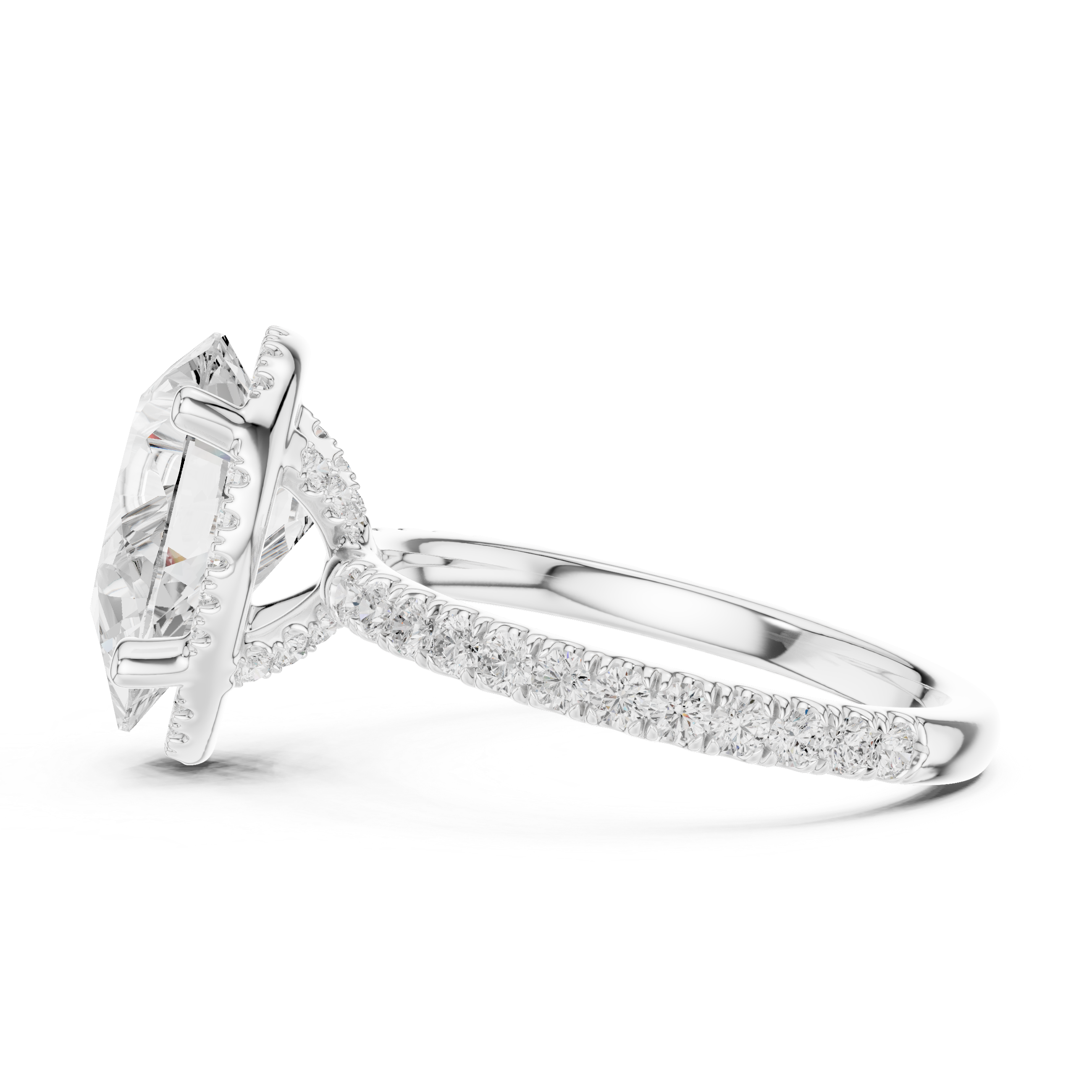 Pave Set Pear Diamond Hidden Set Ring