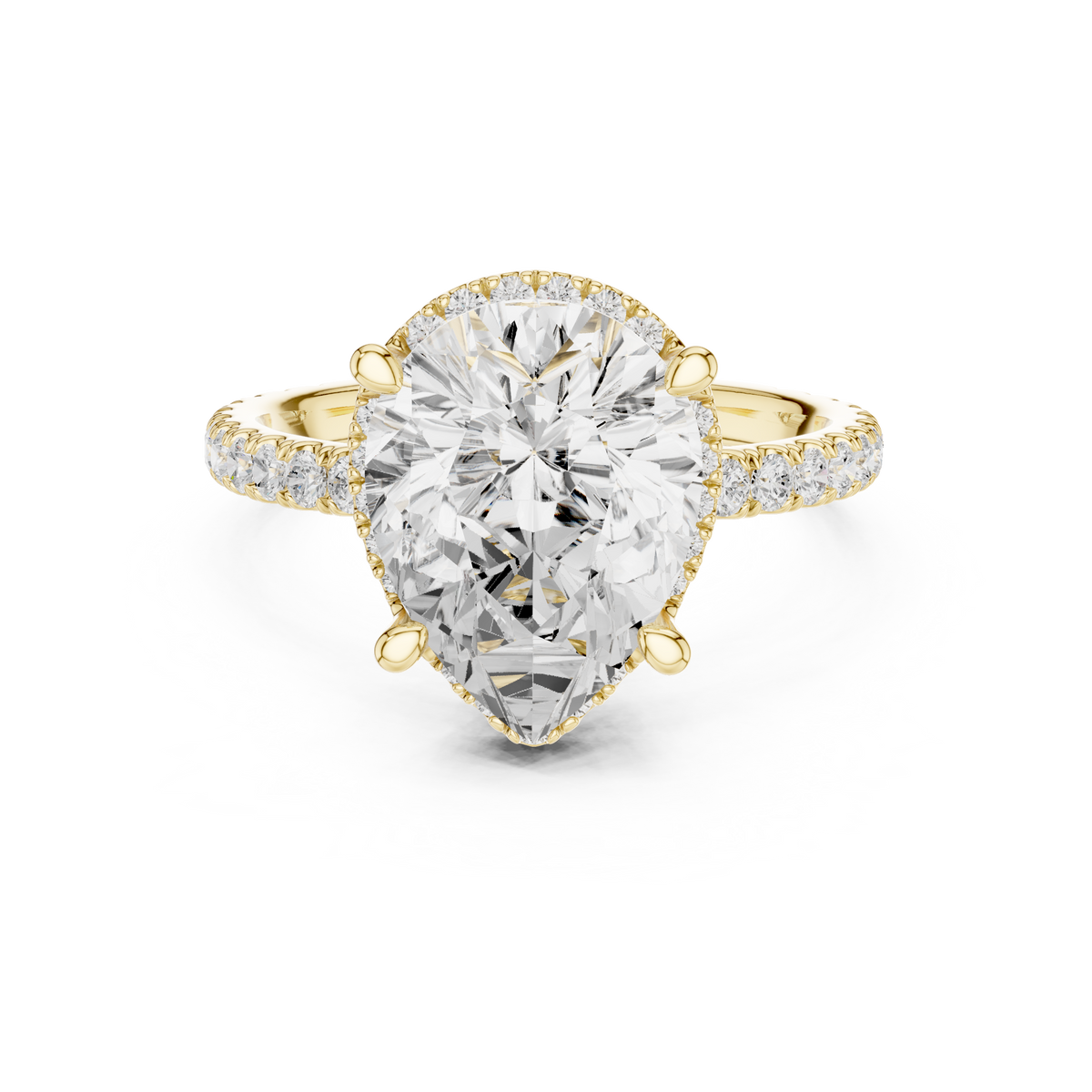 Pave Set Pear Diamond Hidden Set Ring