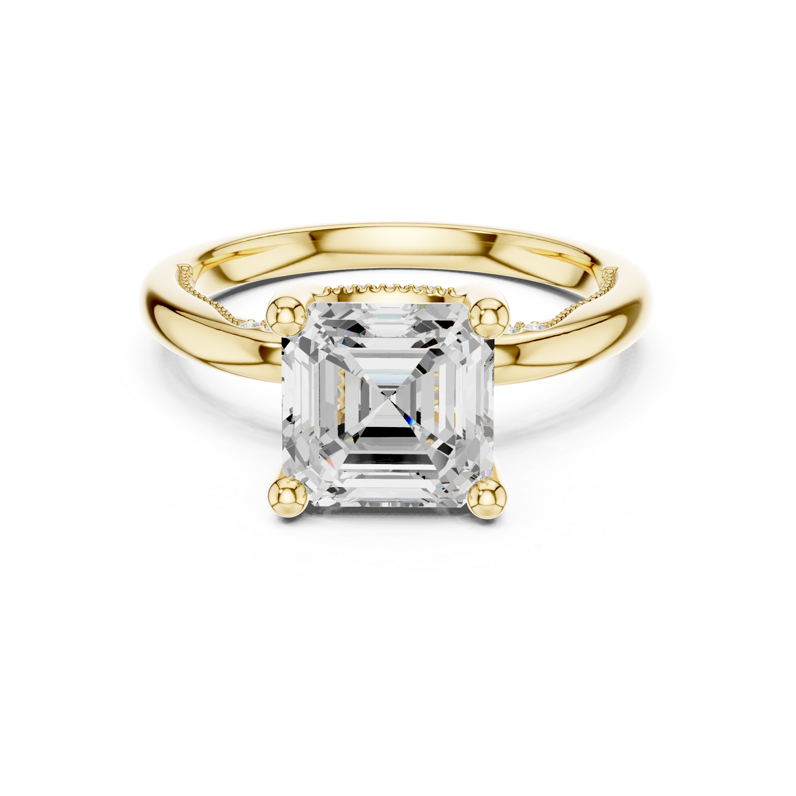 Solitaire Asscher Diamond Migraine Under-Halo Accents Ring