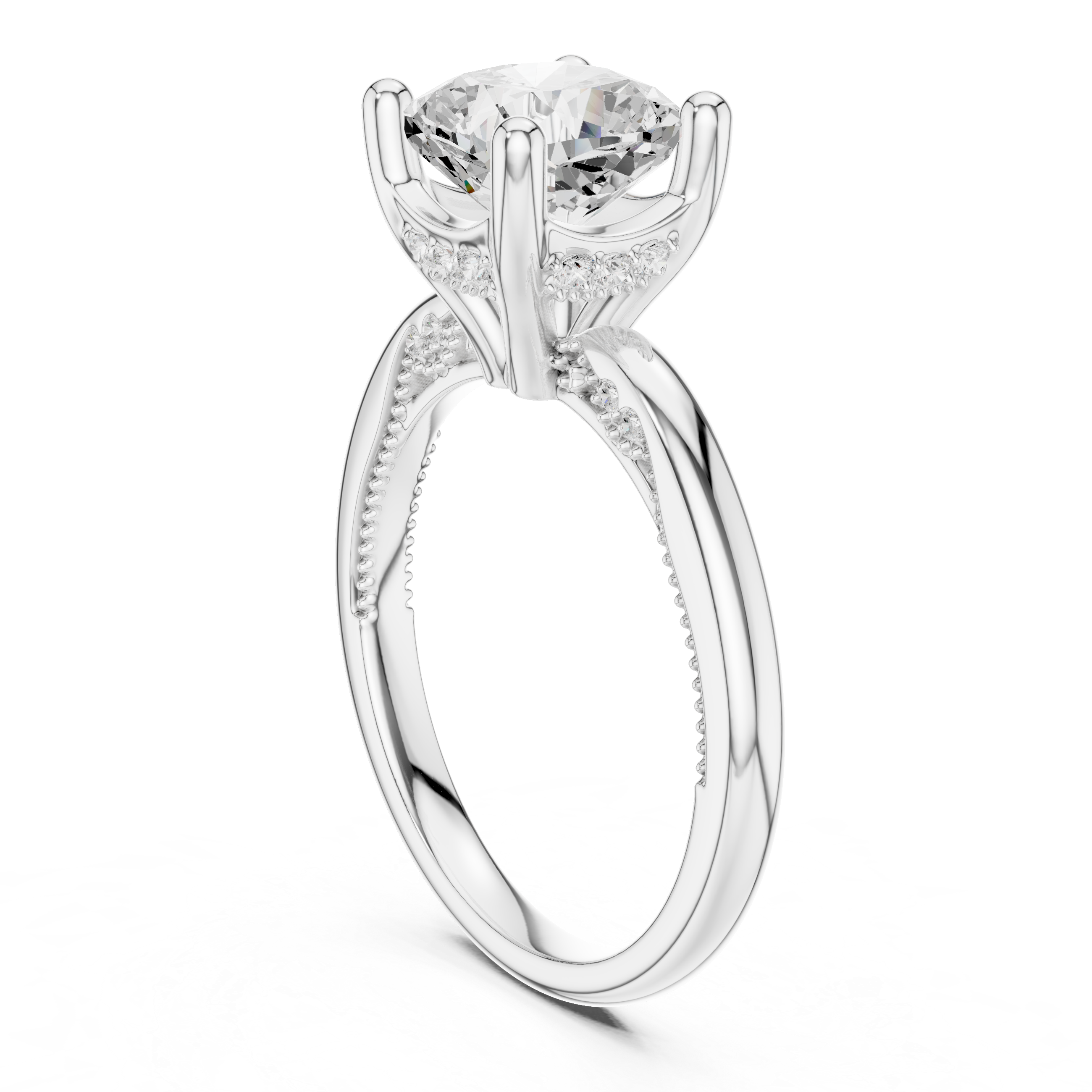 Solitaire Cushion Diamond Migraine Under-Halo Accents Ring