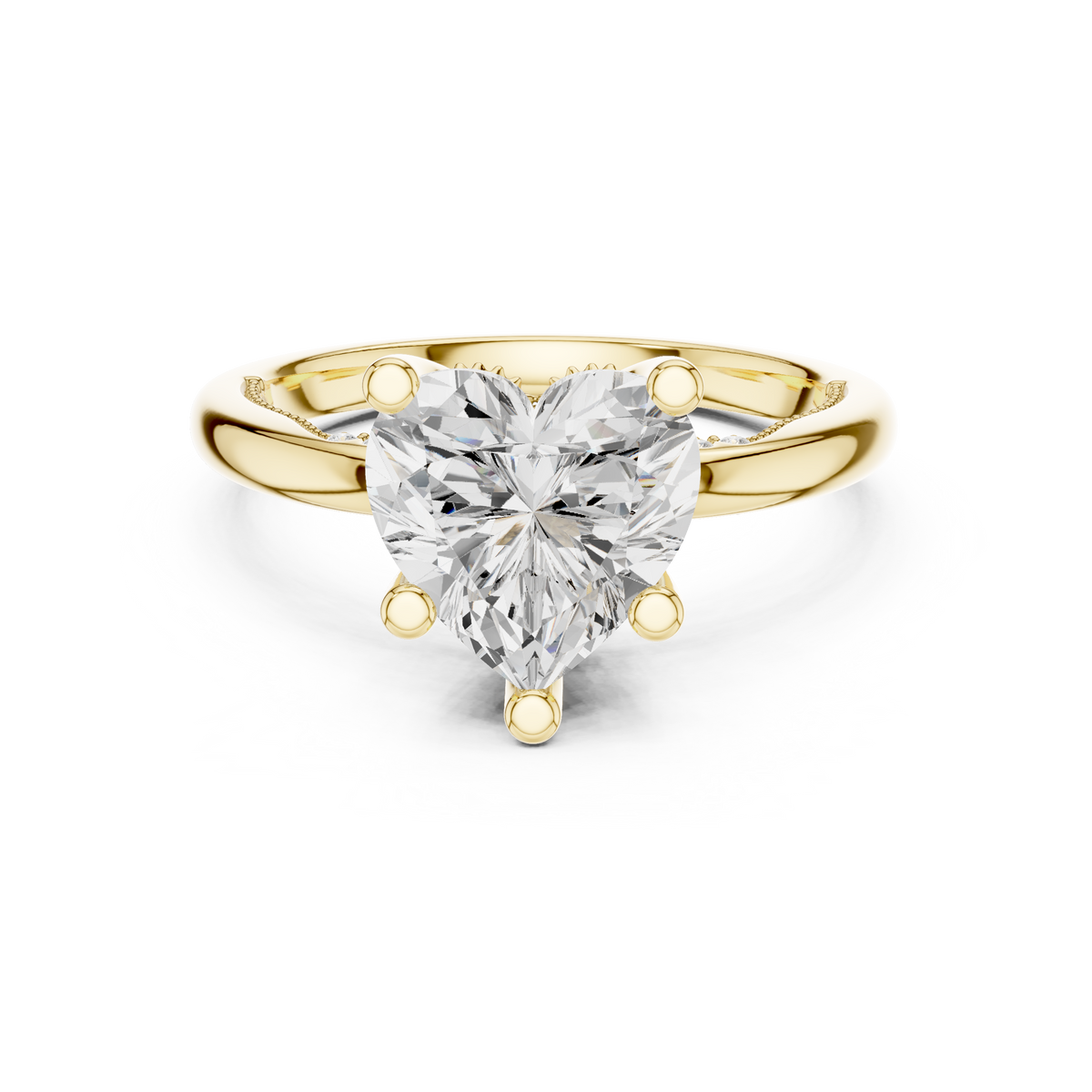 Solitaire Heart Diamond Migraine Under-Halo Accents Ring