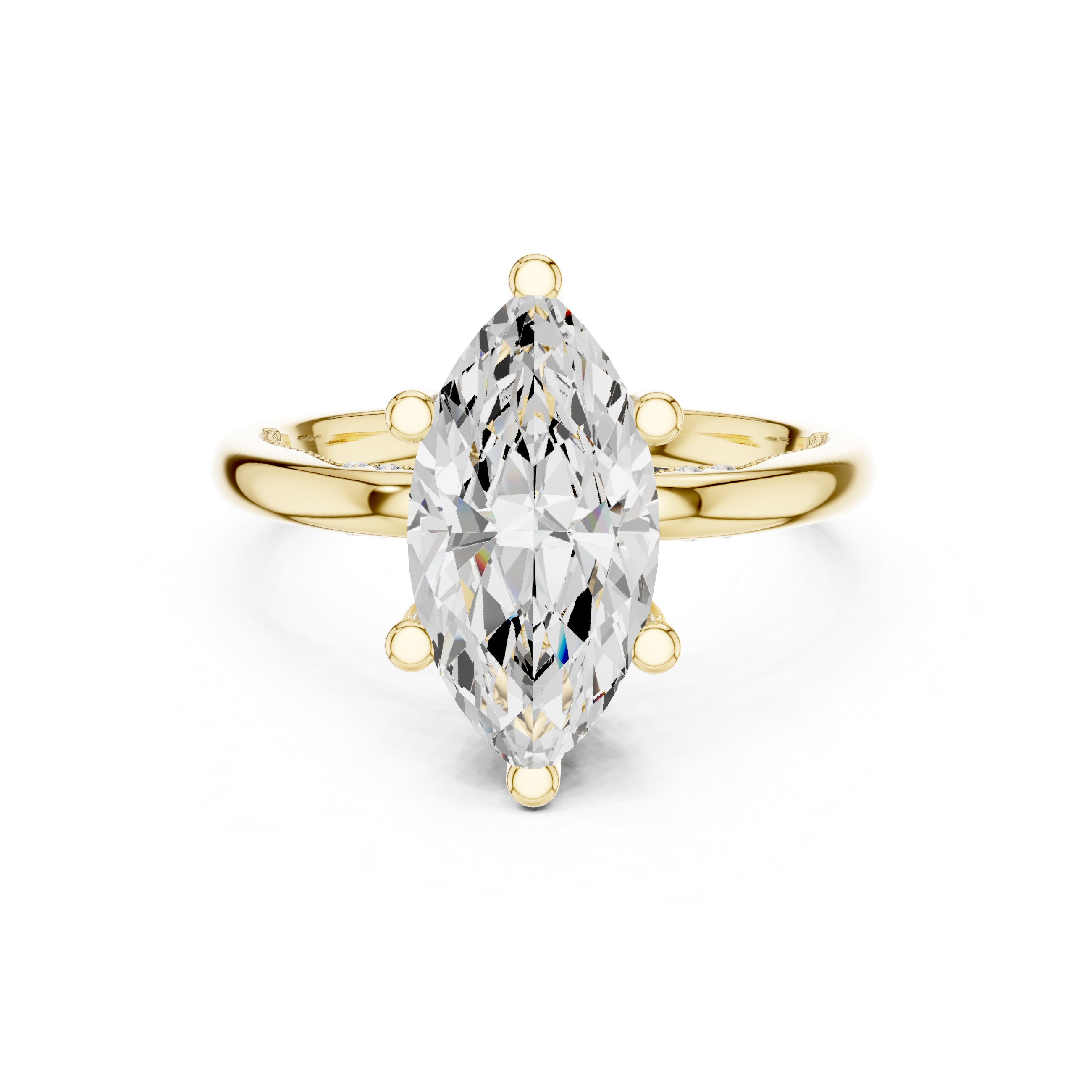 Solitaire Marquise Diamond Migraine Under-Halo Accents Ring