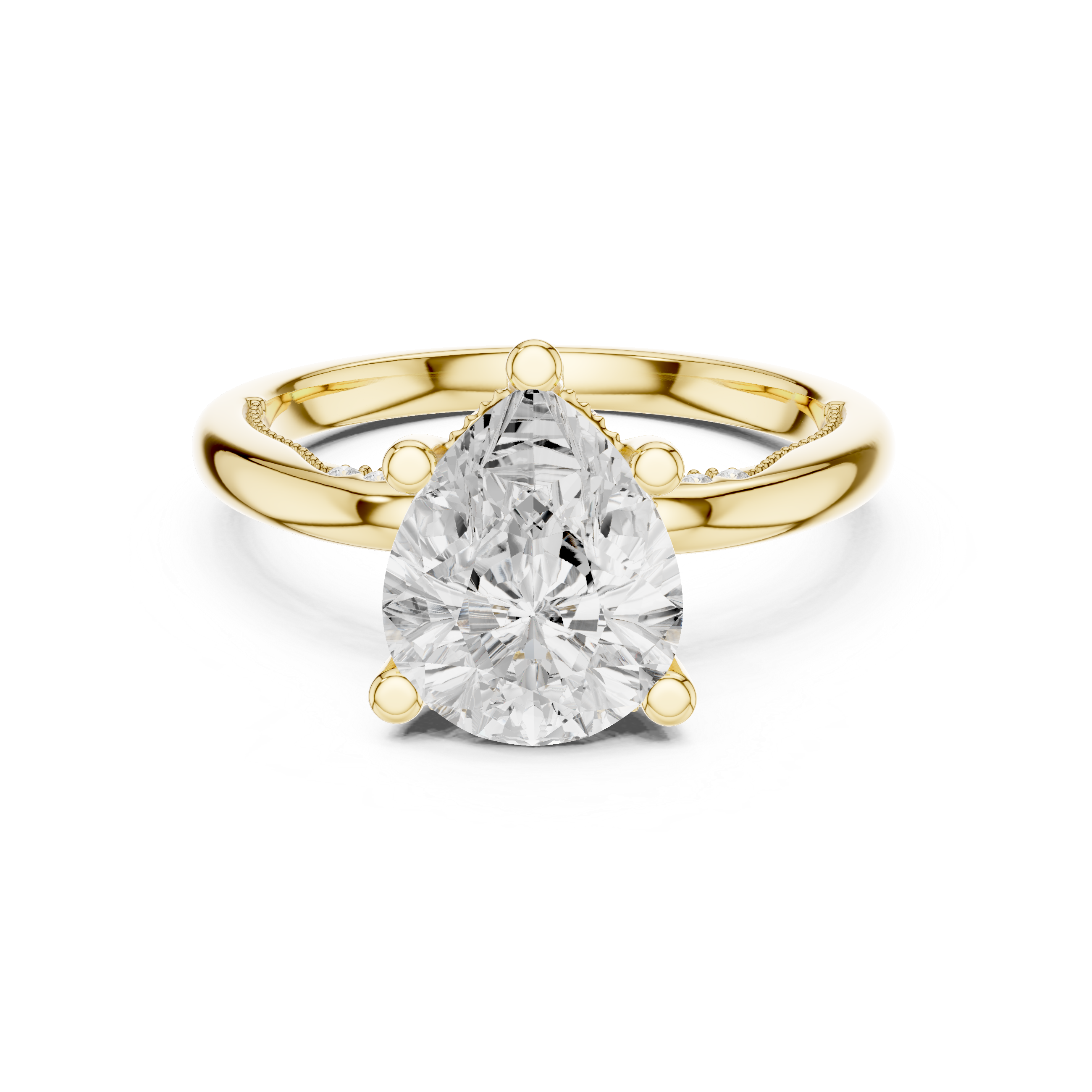 Solitaire Pear Diamond Migraine Under-Halo Accents Ring