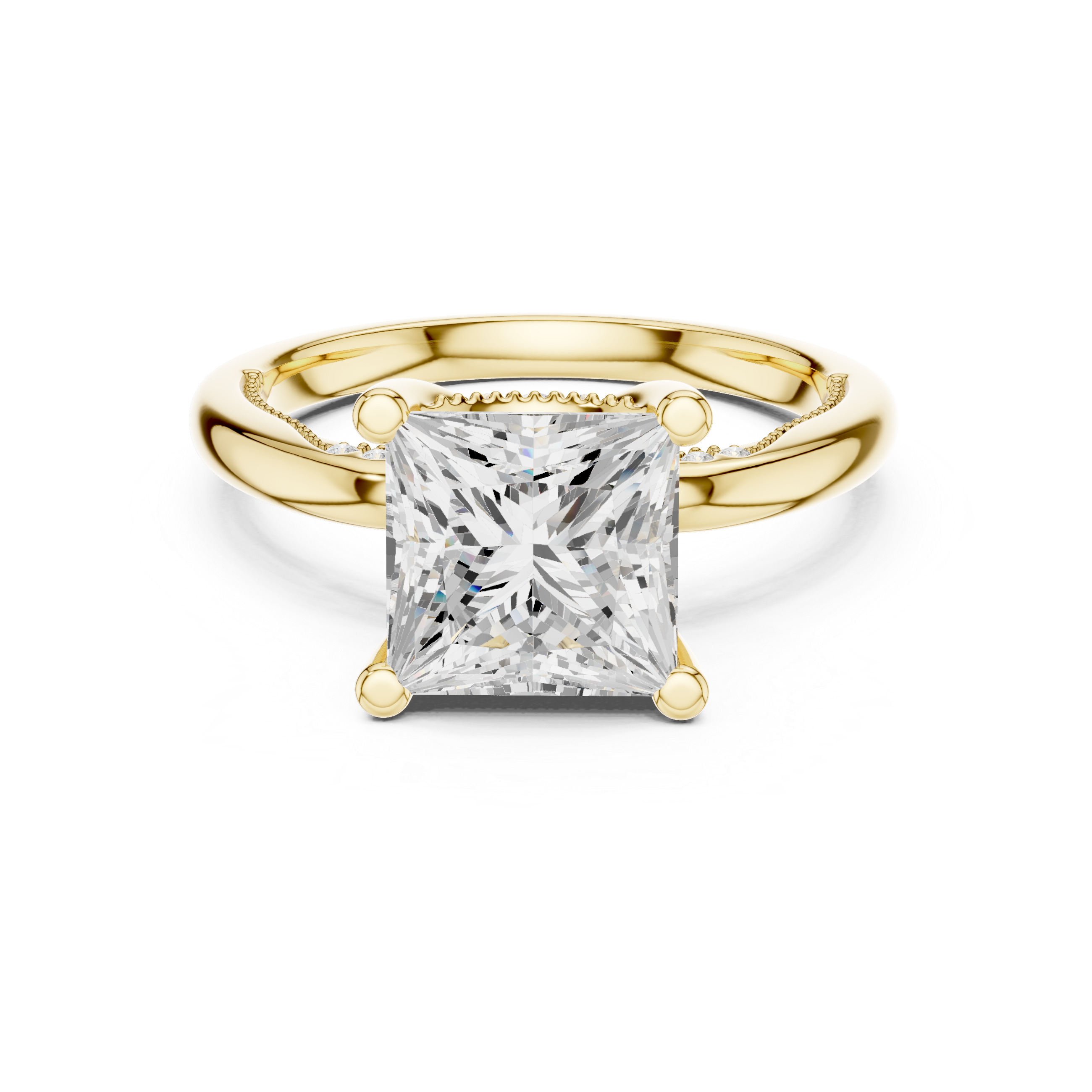 Solitaire Princess Diamond Migraine Under-Halo Accents Ring
