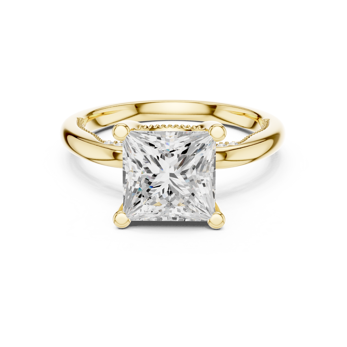 Solitaire Princess Diamond Migraine Under-Halo Accents Ring