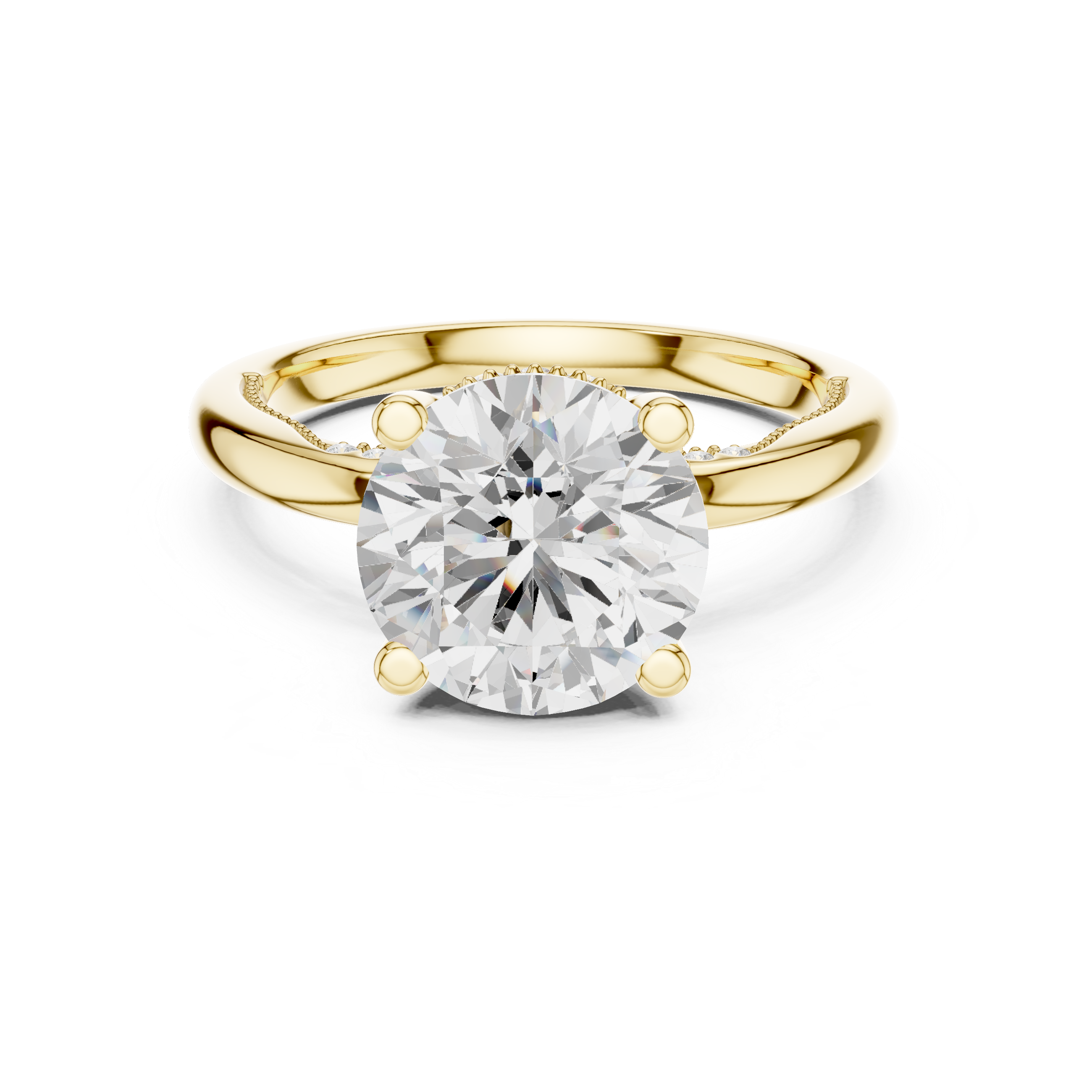 Solitaire Round Diamond Migraine Under-Halo Accents Ring