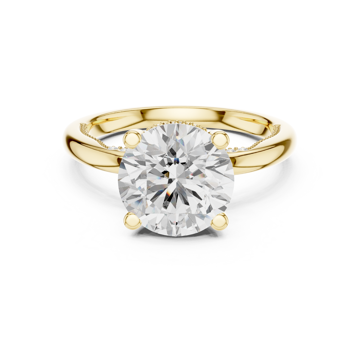 Solitaire Round Diamond Migraine Under-Halo Accents Ring