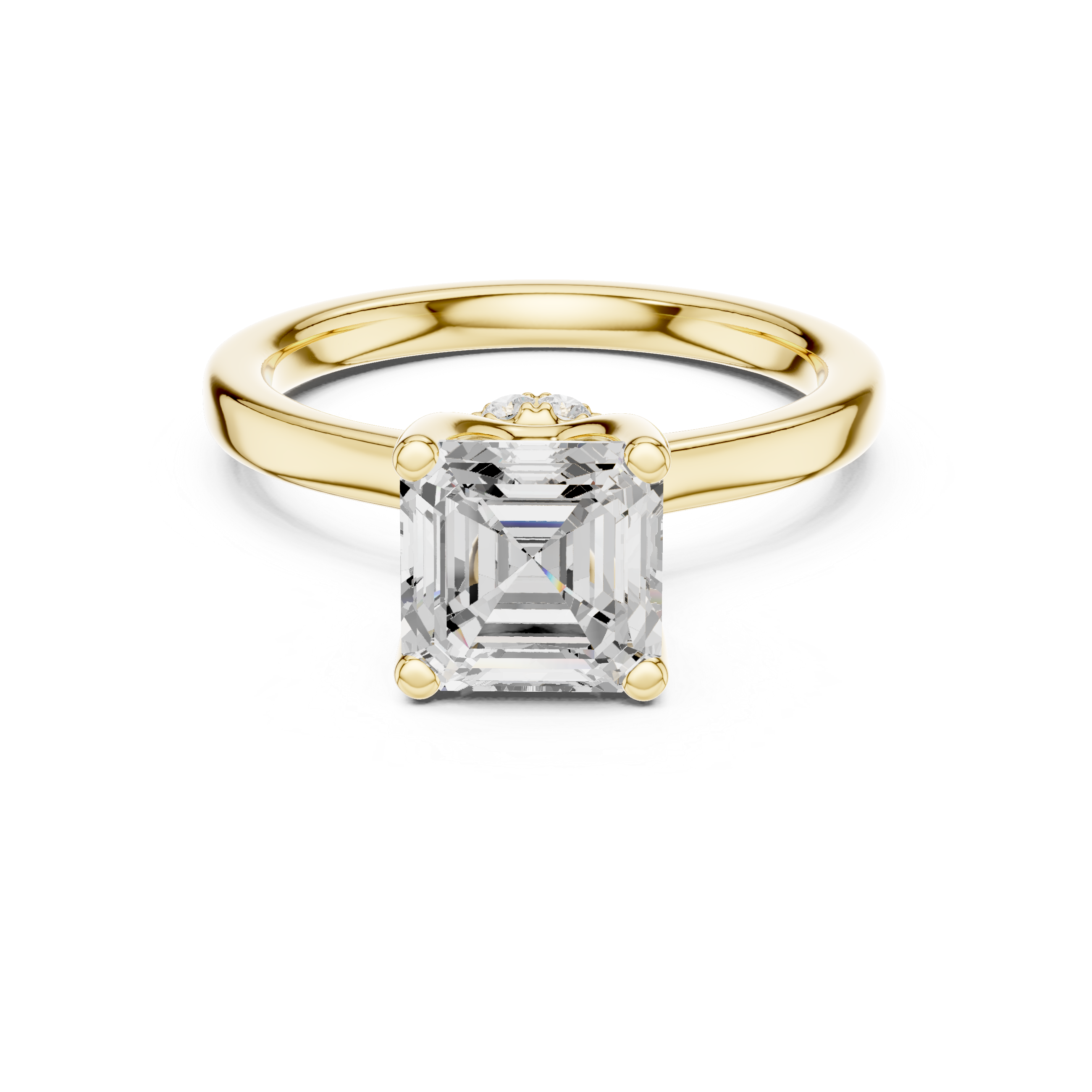 Asscher Solitaire Diamond With Wrap Hidden Halo Ring