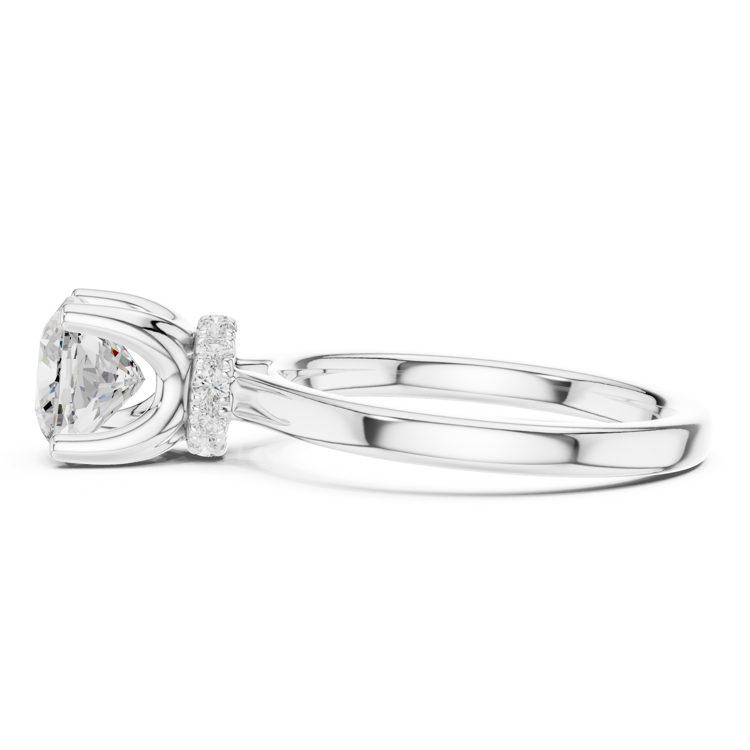 Cushion Solitaire Diamond With Wrap Hidden Halo Ring