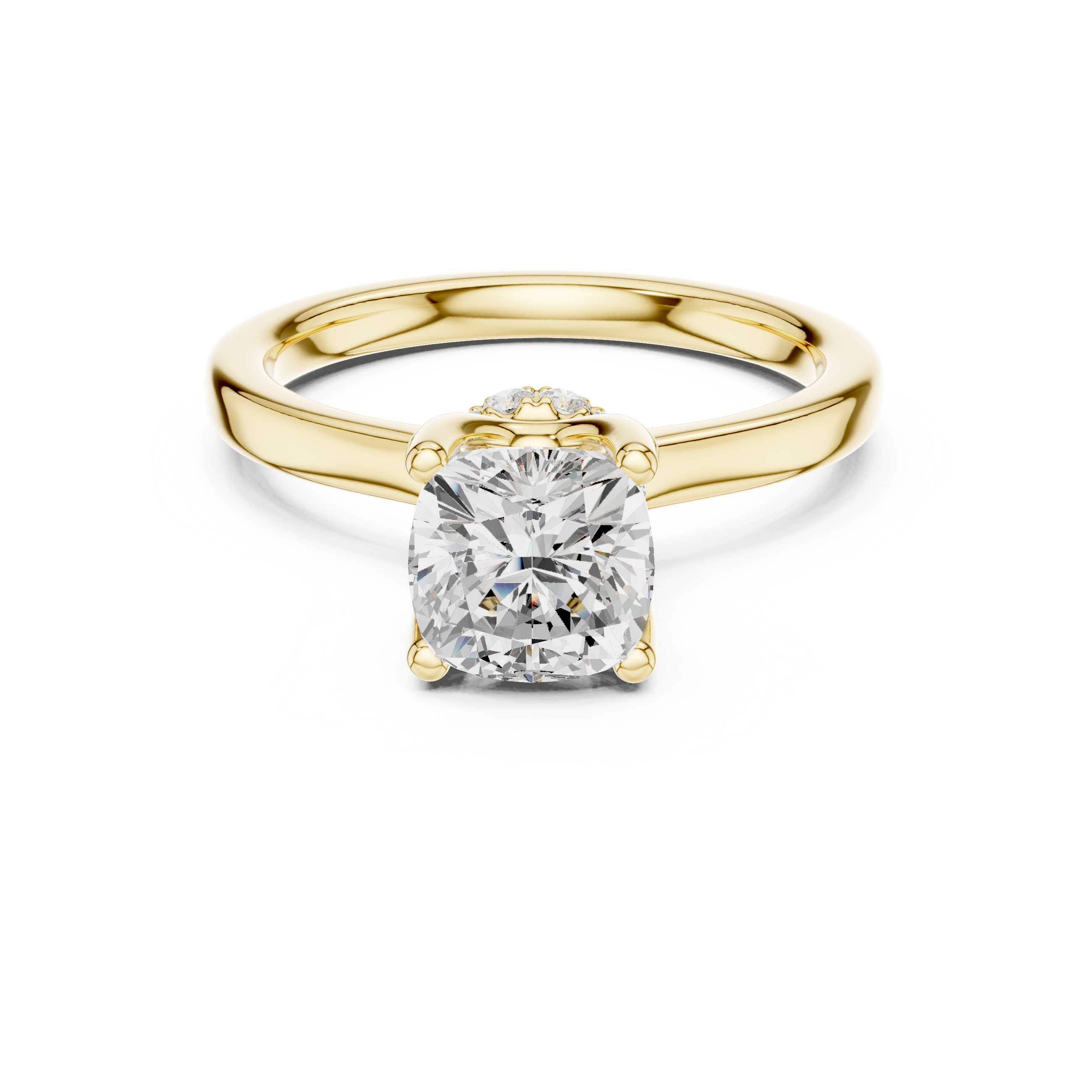 Cushion Solitaire Diamond With Wrap Hidden Halo Ring