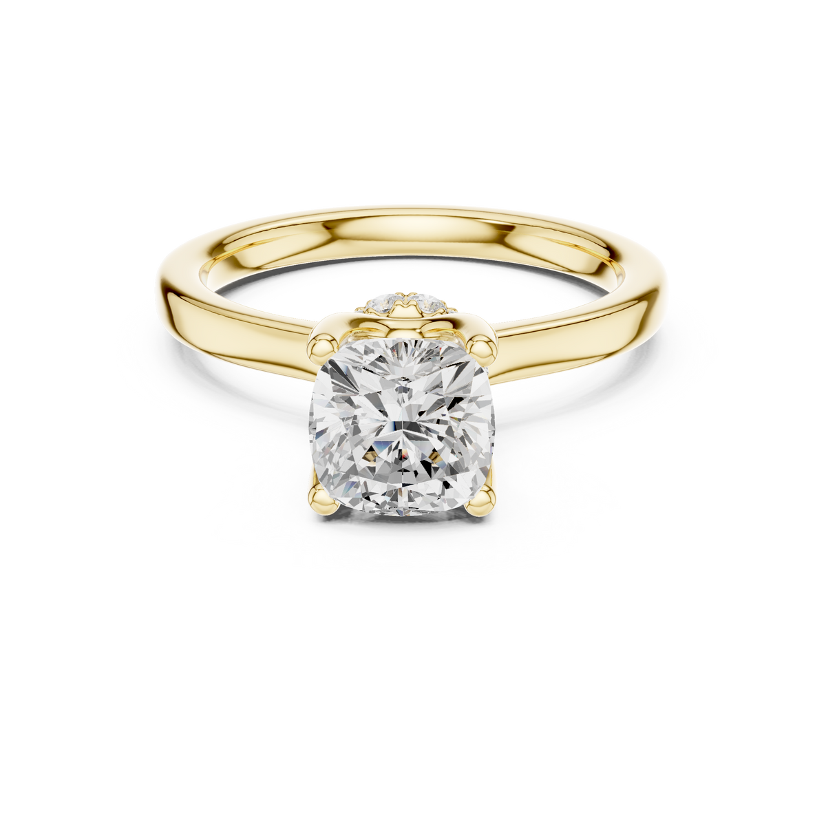 Cushion Solitaire Diamond With Wrap Hidden Halo Ring