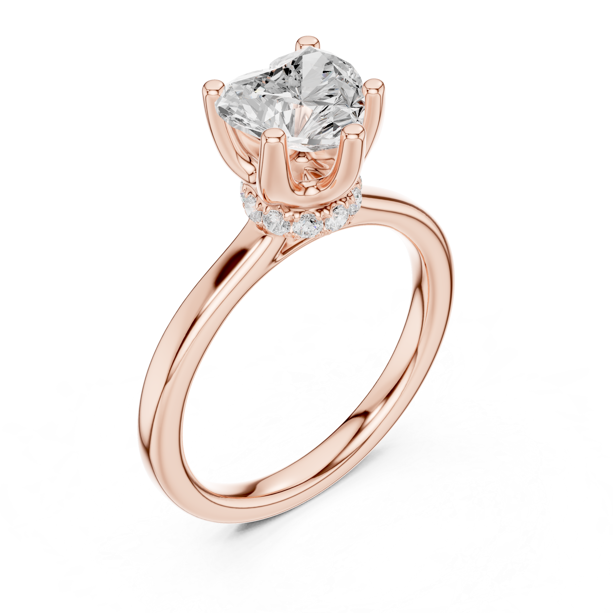 Heart Solitaire Diamond With Wrap Hidden Halo Ring