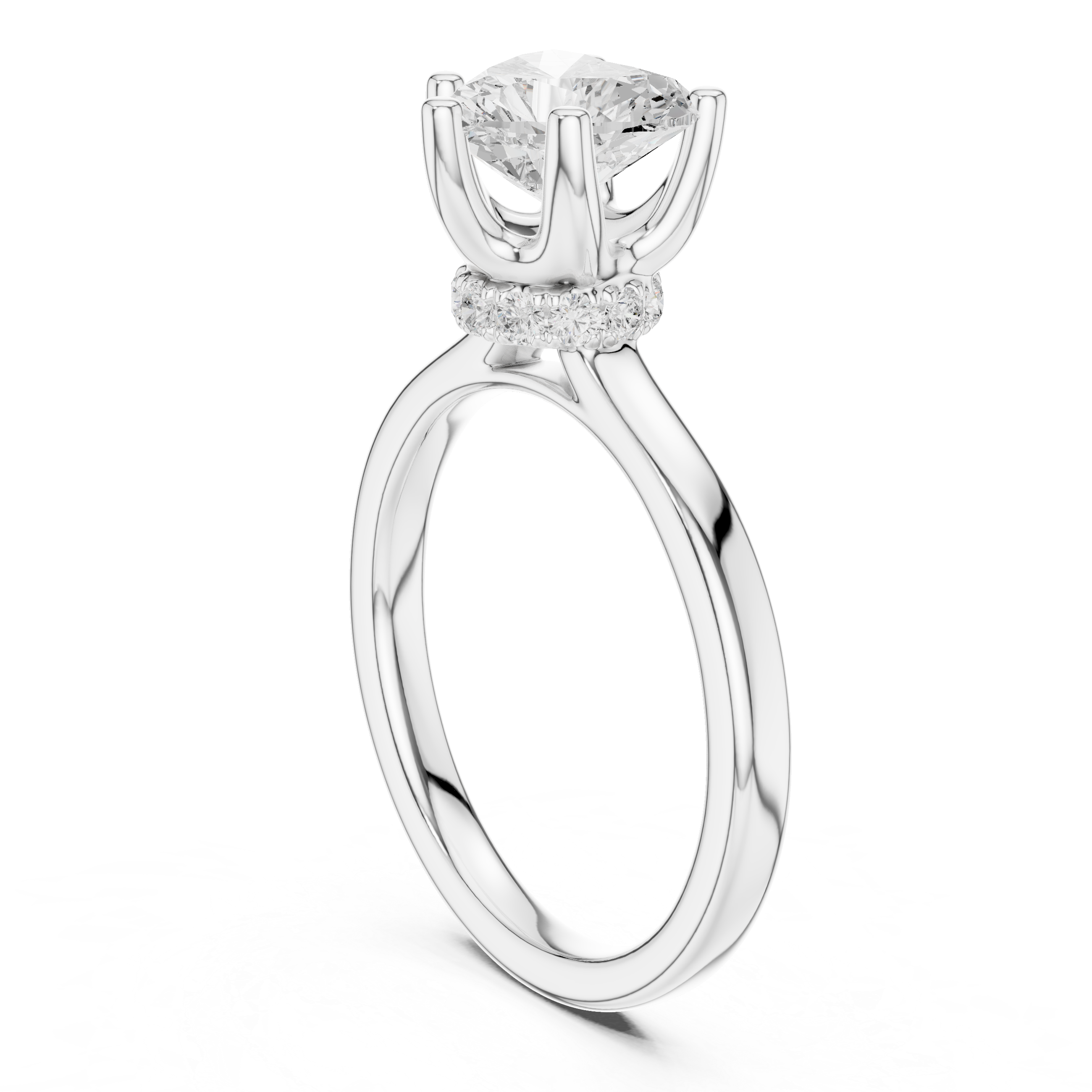 Heart Solitaire Diamond With Wrap Hidden Halo Ring