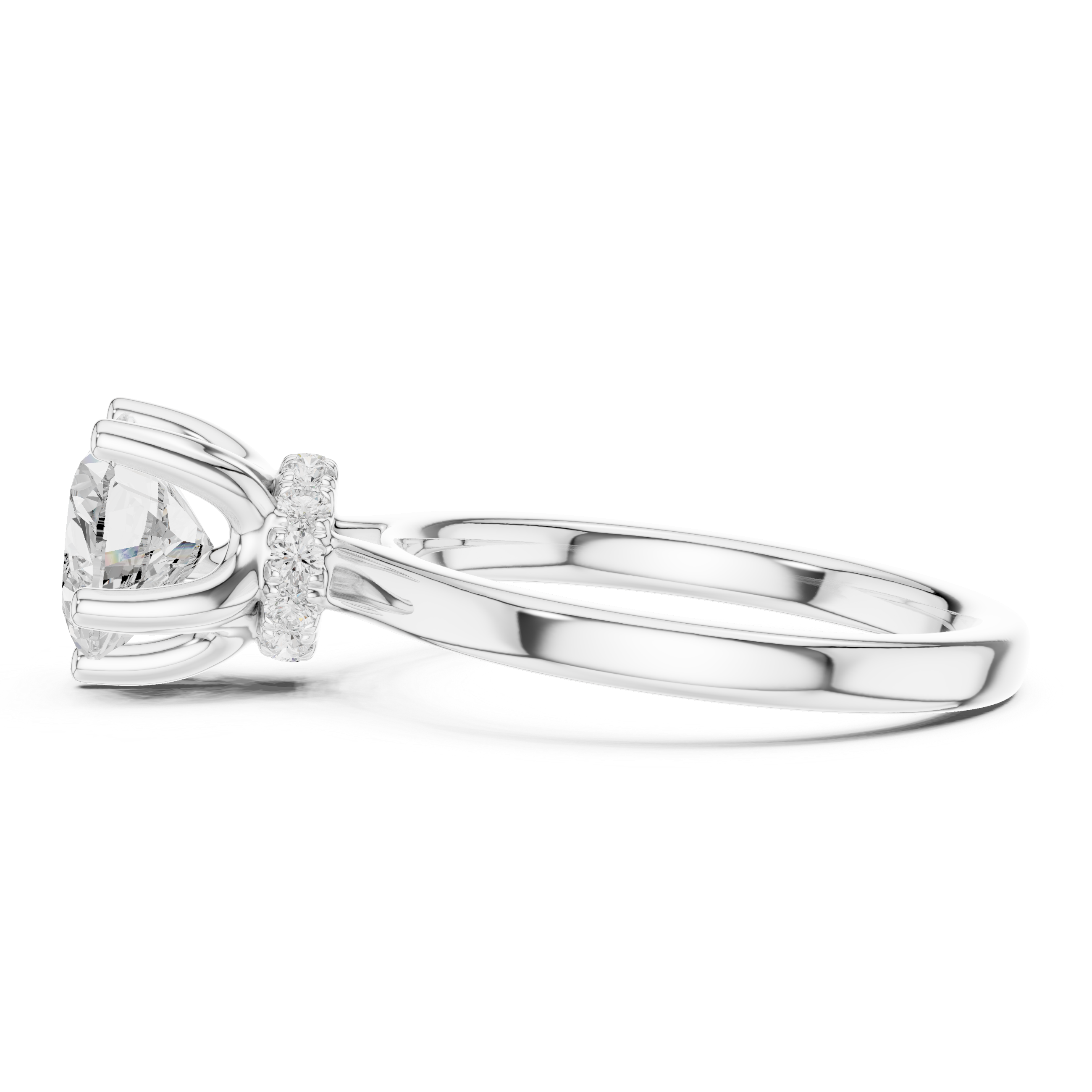 Heart Solitaire Diamond With Wrap Hidden Halo Ring