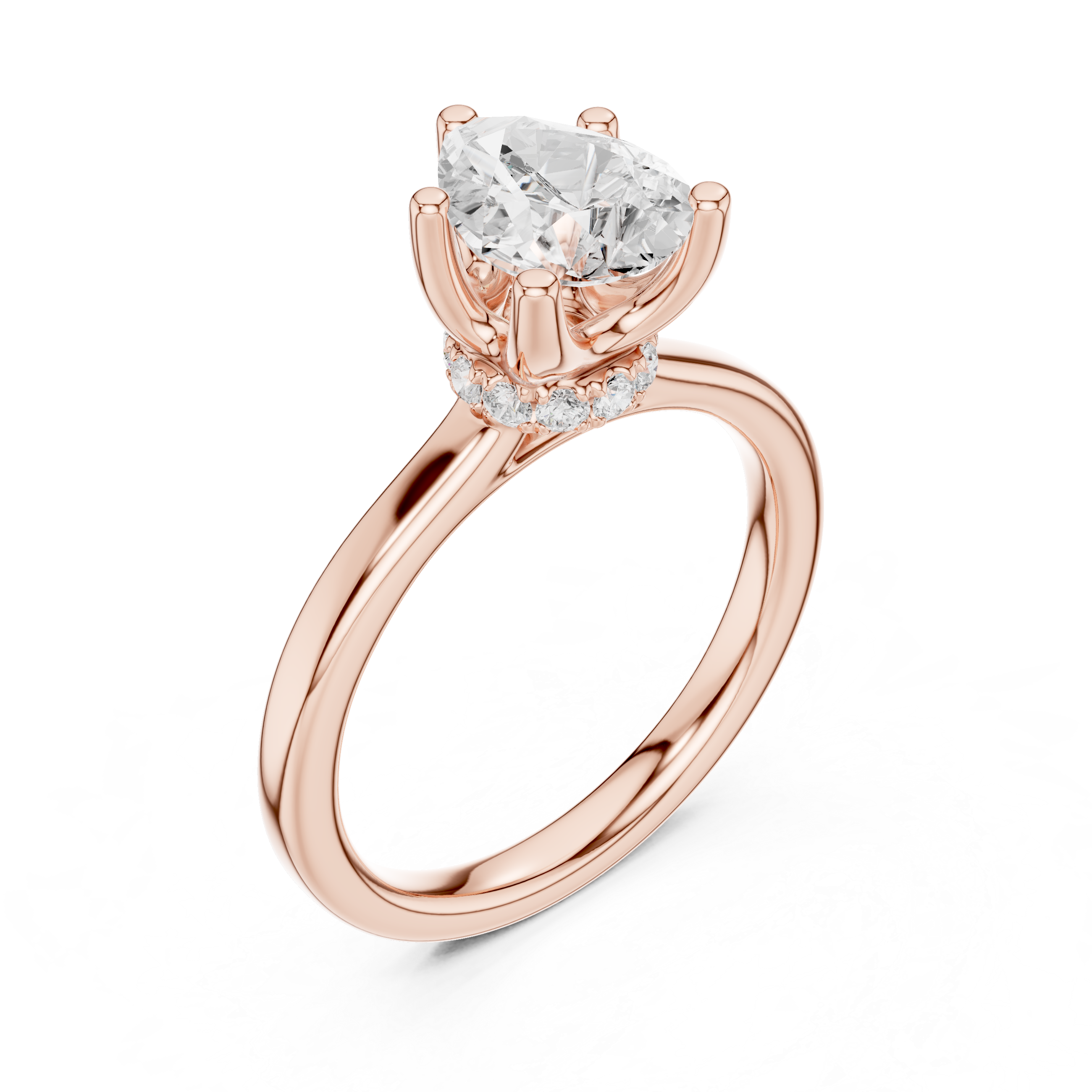 Pear Solitaire Diamond With Wrap Hidden Halo Ring
