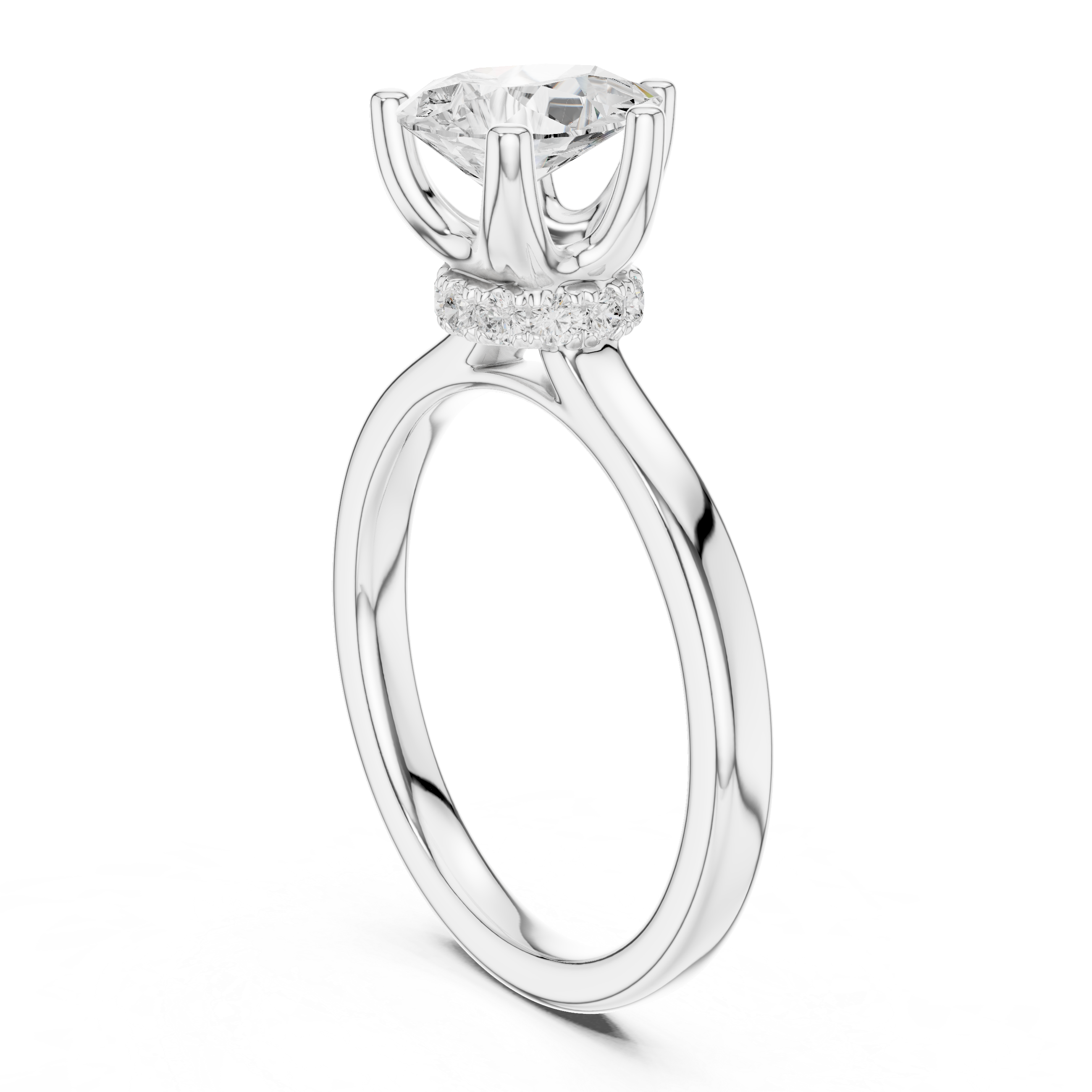 Pear Solitaire Diamond With Wrap Hidden Halo Ring