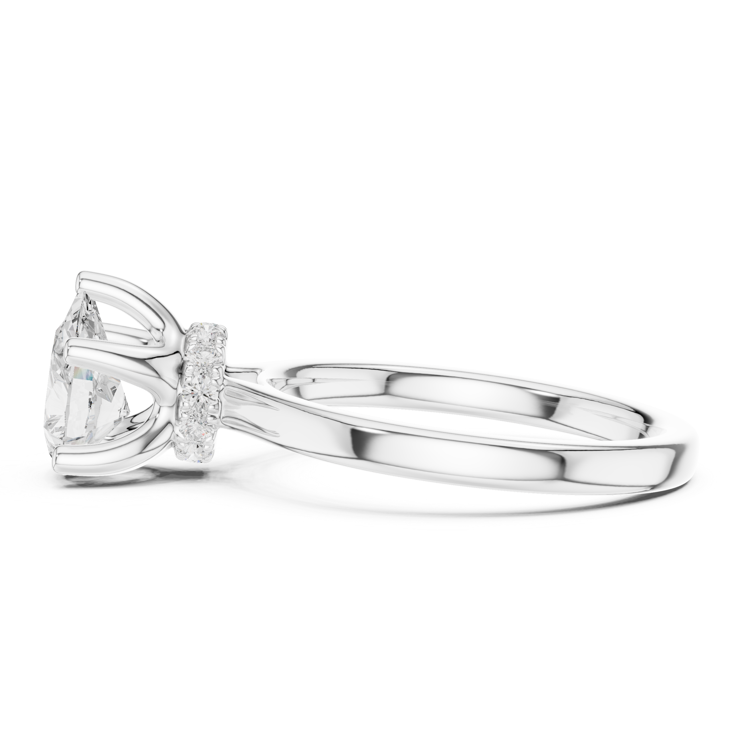 Pear Solitaire Diamond With Wrap Hidden Halo Ring