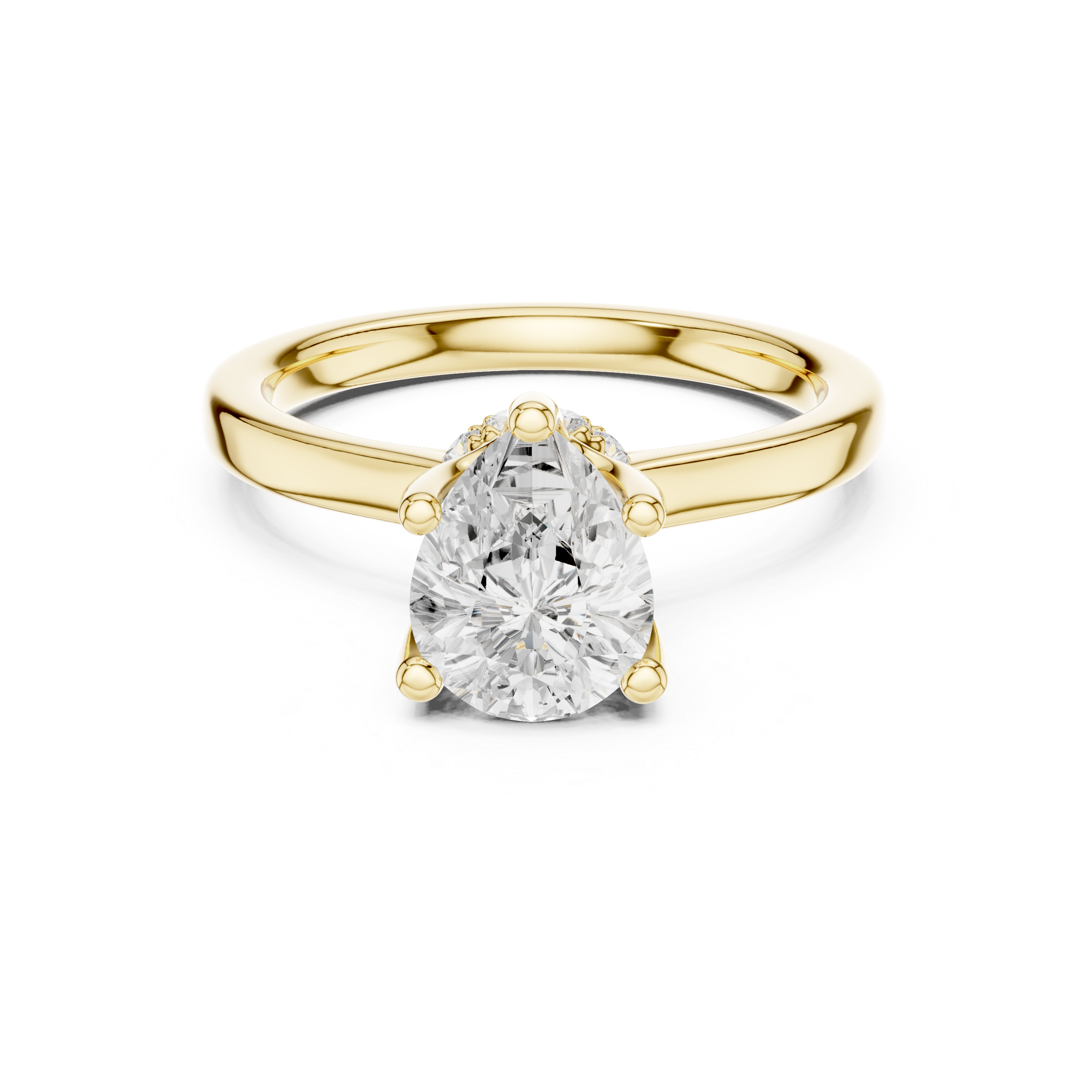 Pear Solitaire Diamond With Wrap Hidden Halo Ring