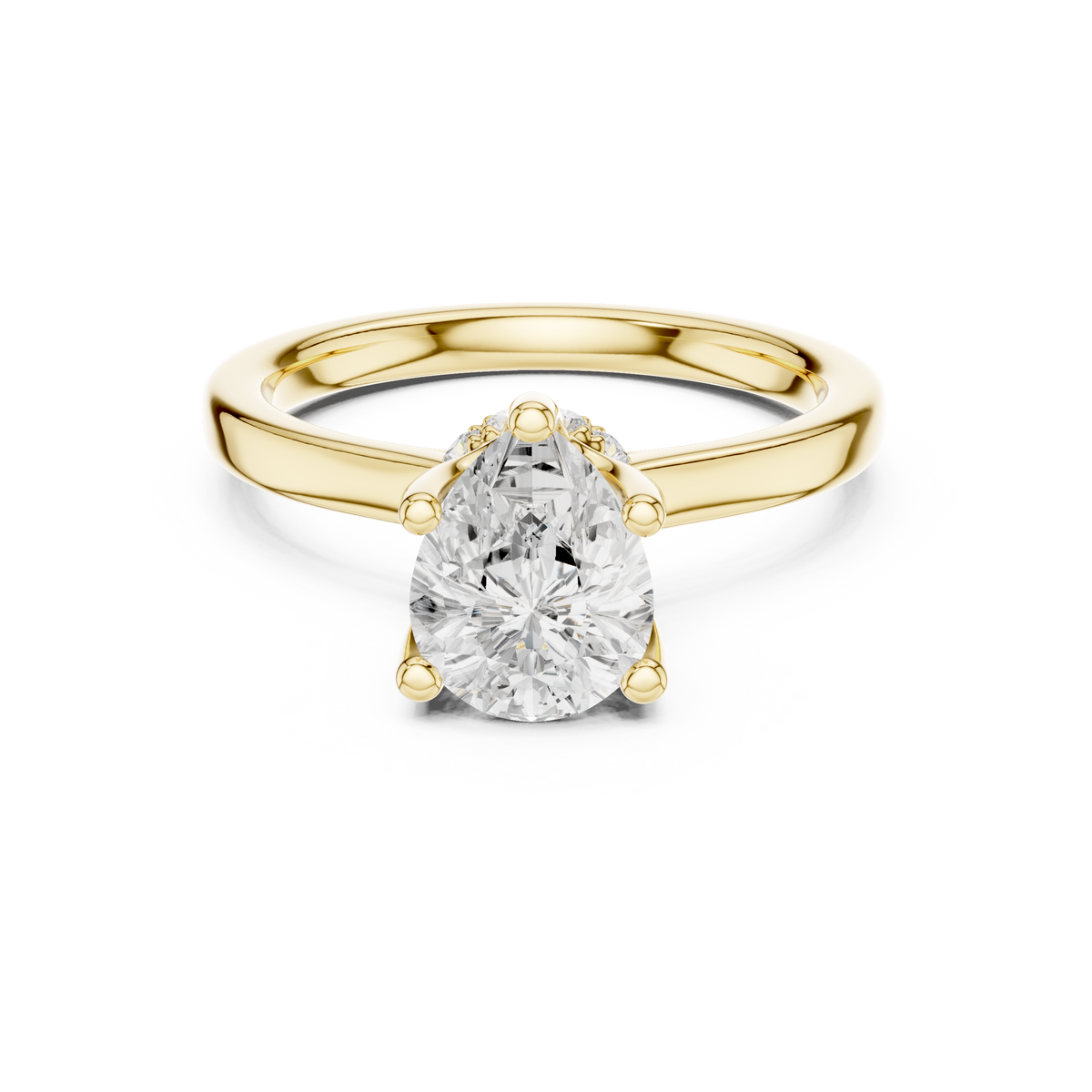 Pear Solitaire Diamond With Wrap Hidden Halo Ring