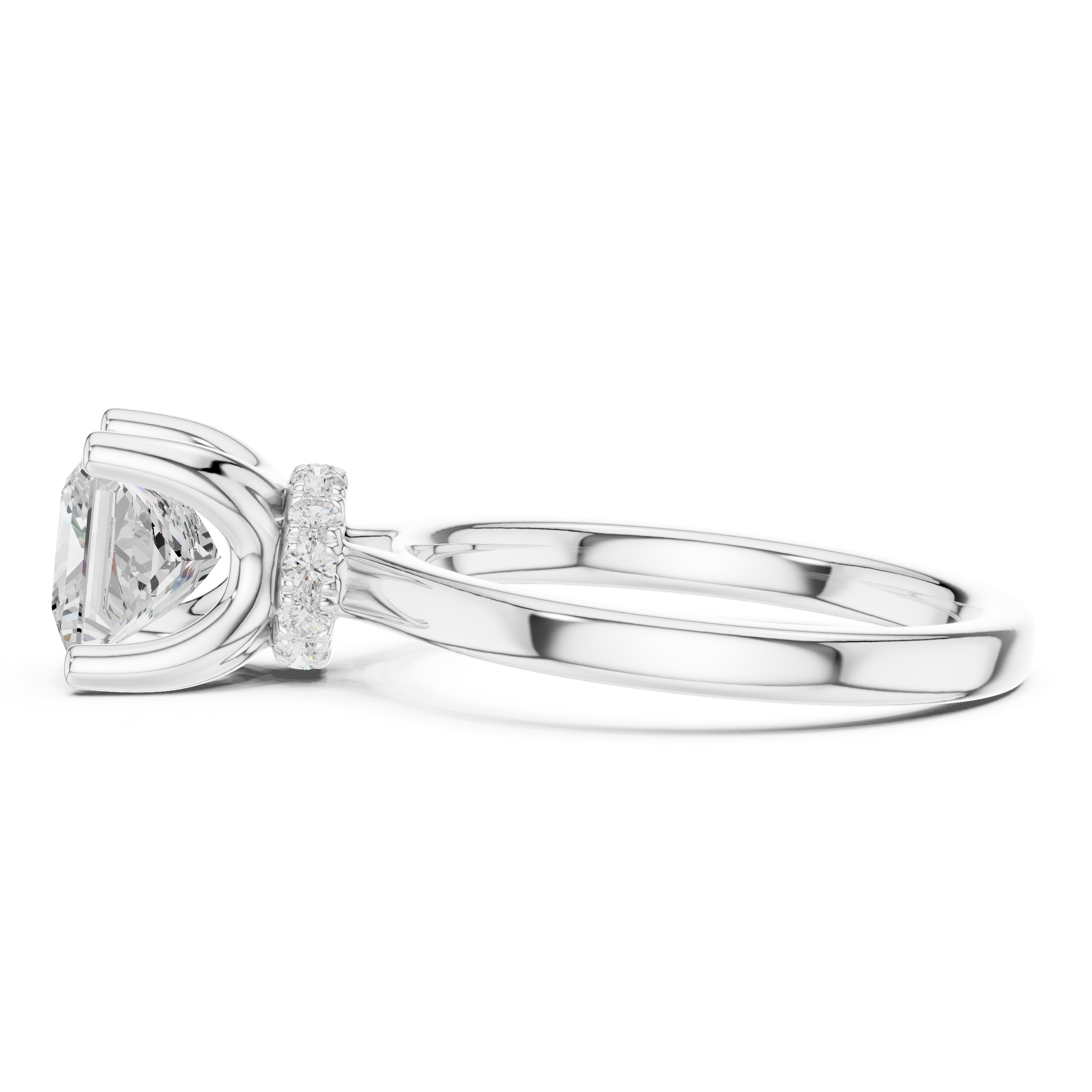 Princess Solitaire Diamond With Wrap Hidden Halo Ring