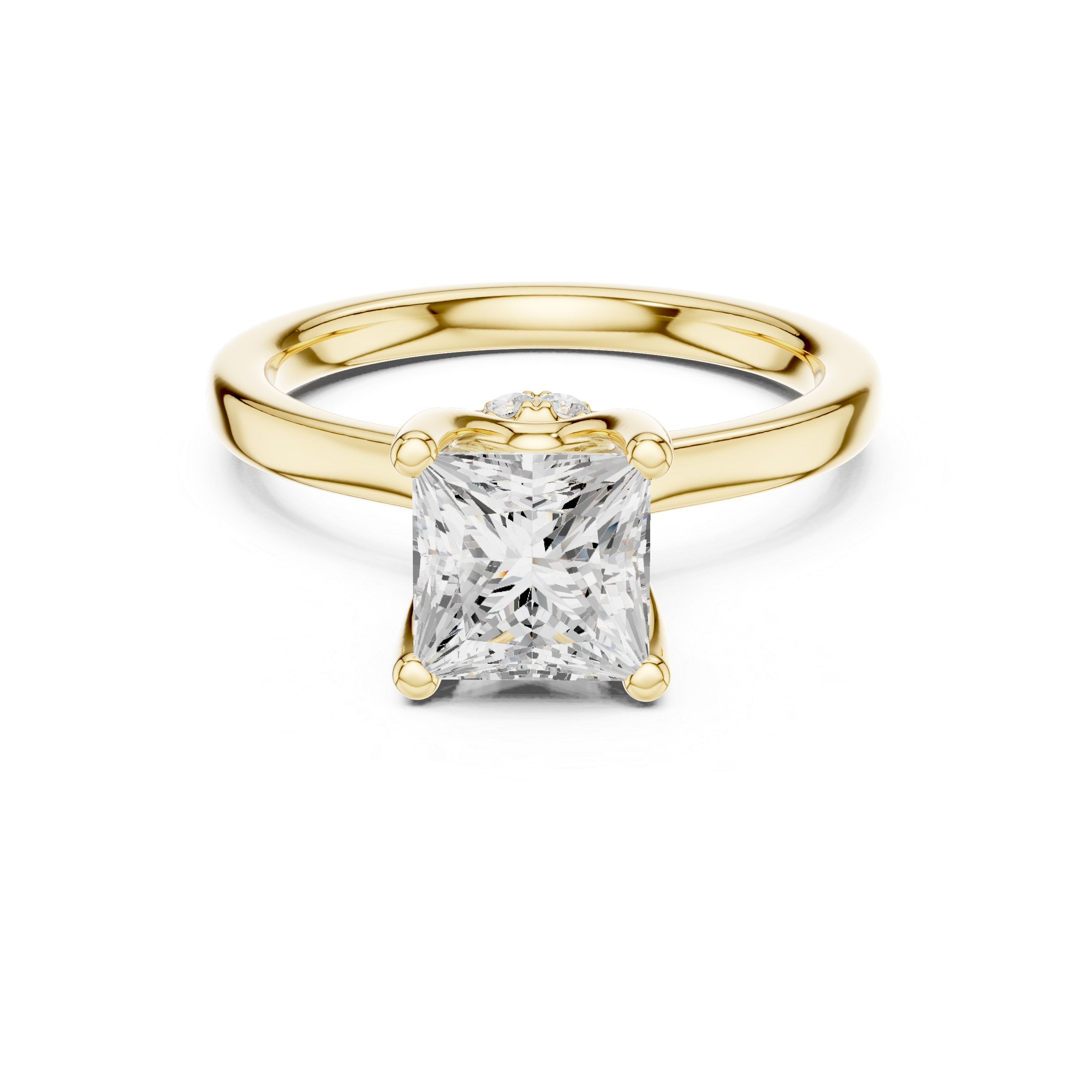 Princess Solitaire Diamond With Wrap Hidden Halo Ring