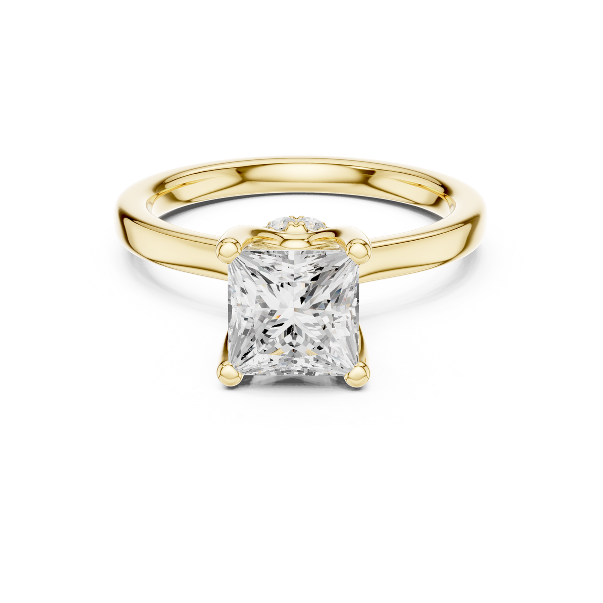 Princess Solitaire Diamond With Wrap Hidden Halo Ring