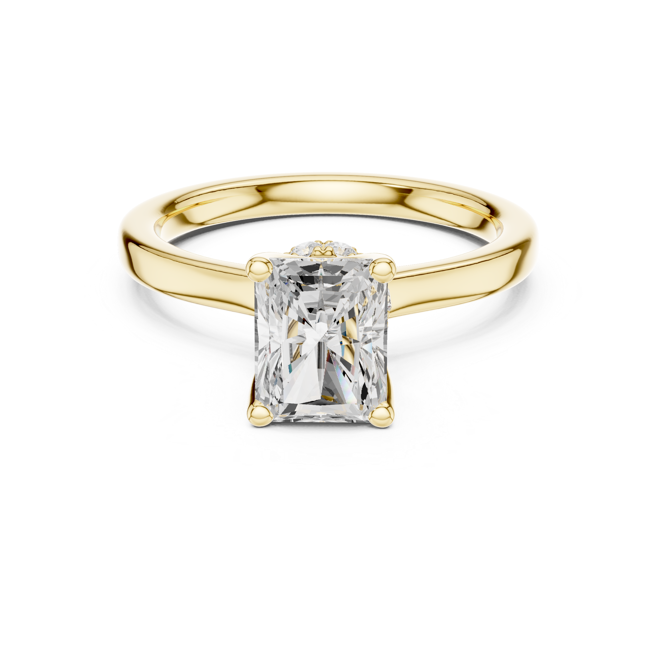 Radiant Solitaire Diamond With Wrap Hidden Halo Ring