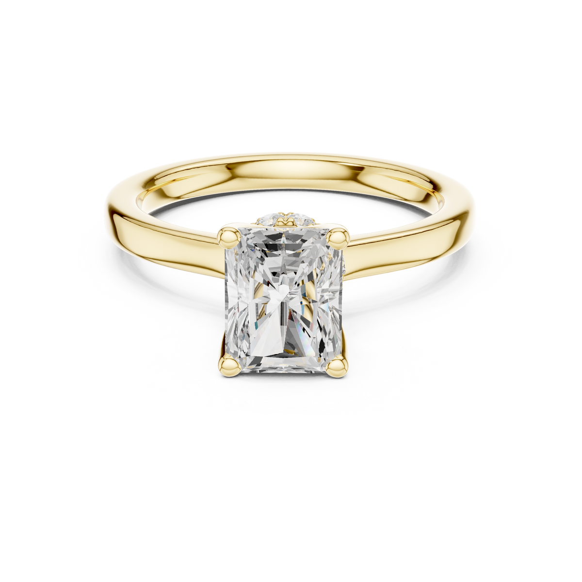 Radiant Solitaire Diamond With Wrap Hidden Halo Ring