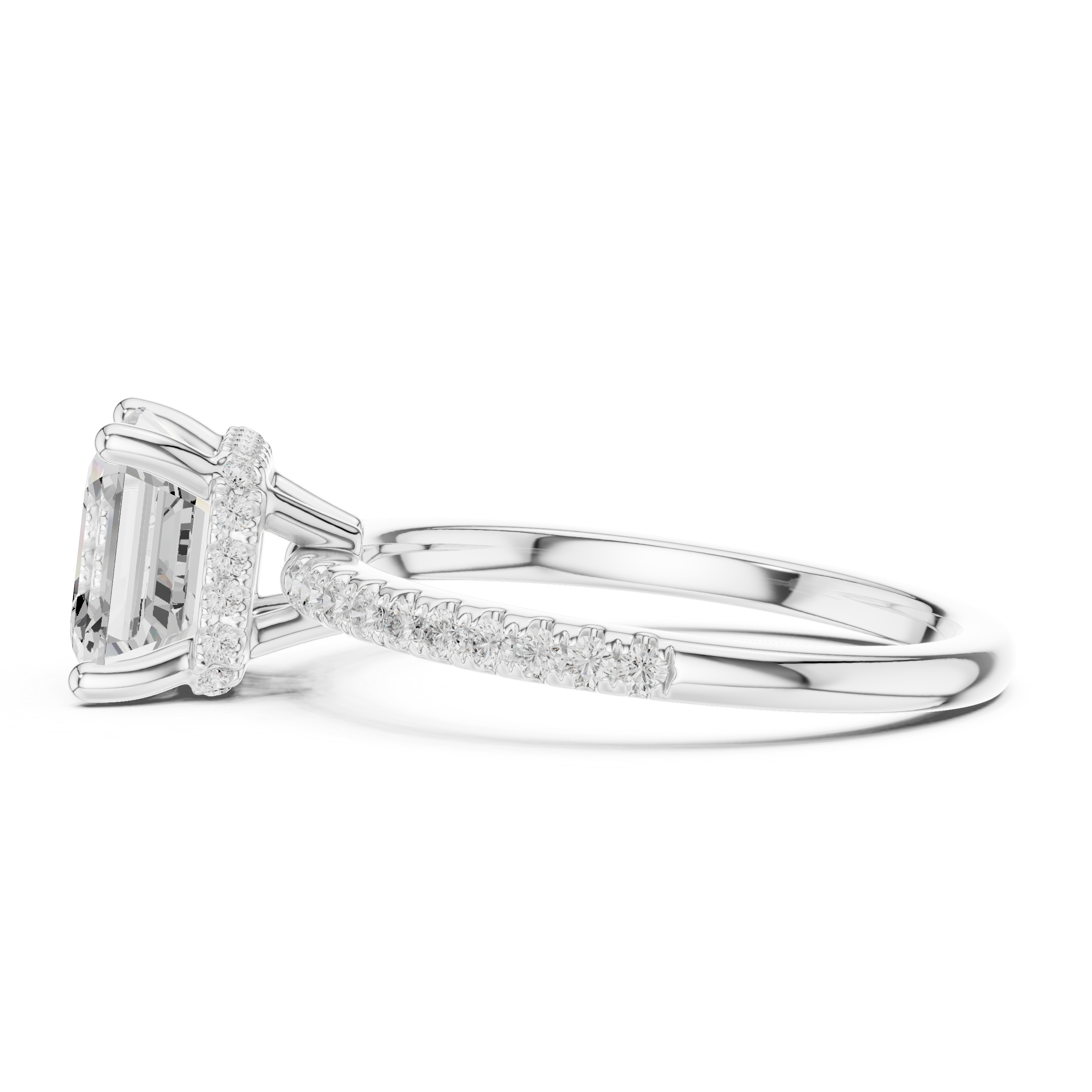 Asscher Diamond Hidden Halo Engagement Ring