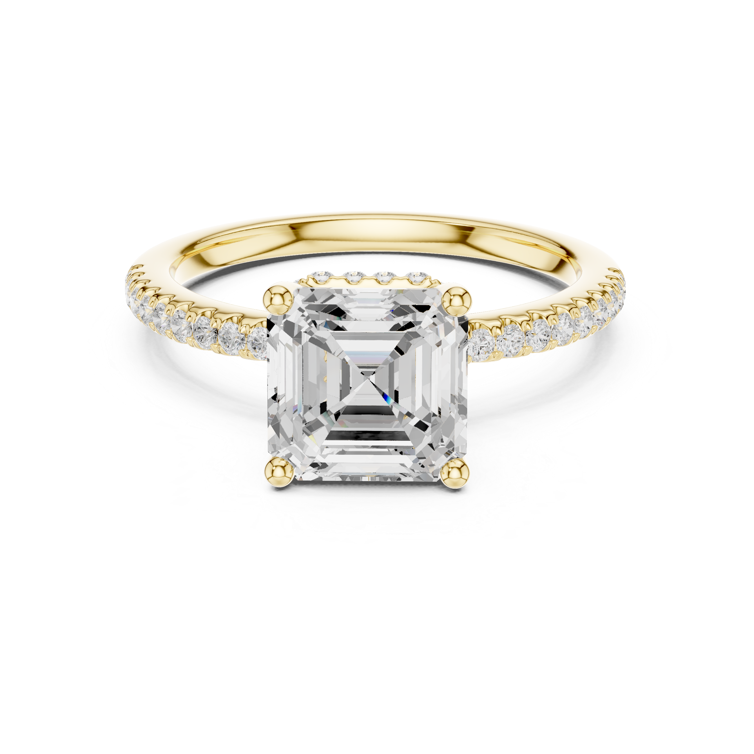 Asscher Diamond Hidden Halo Engagement Ring