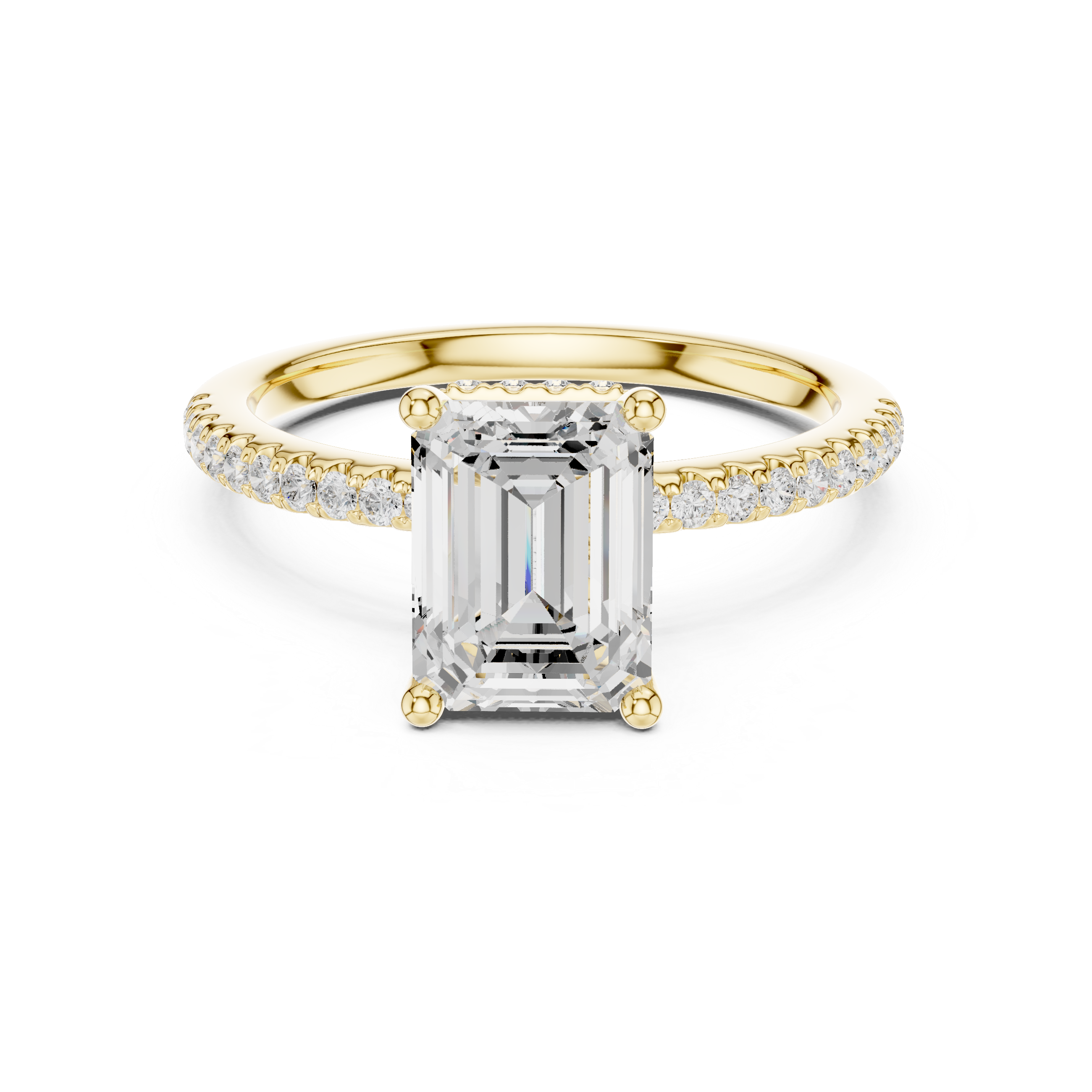 Emerald Diamond Hidden Halo Engagement Ring