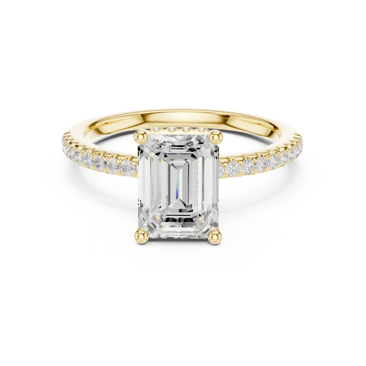 Emerald Diamond Hidden Halo Engagement Ring