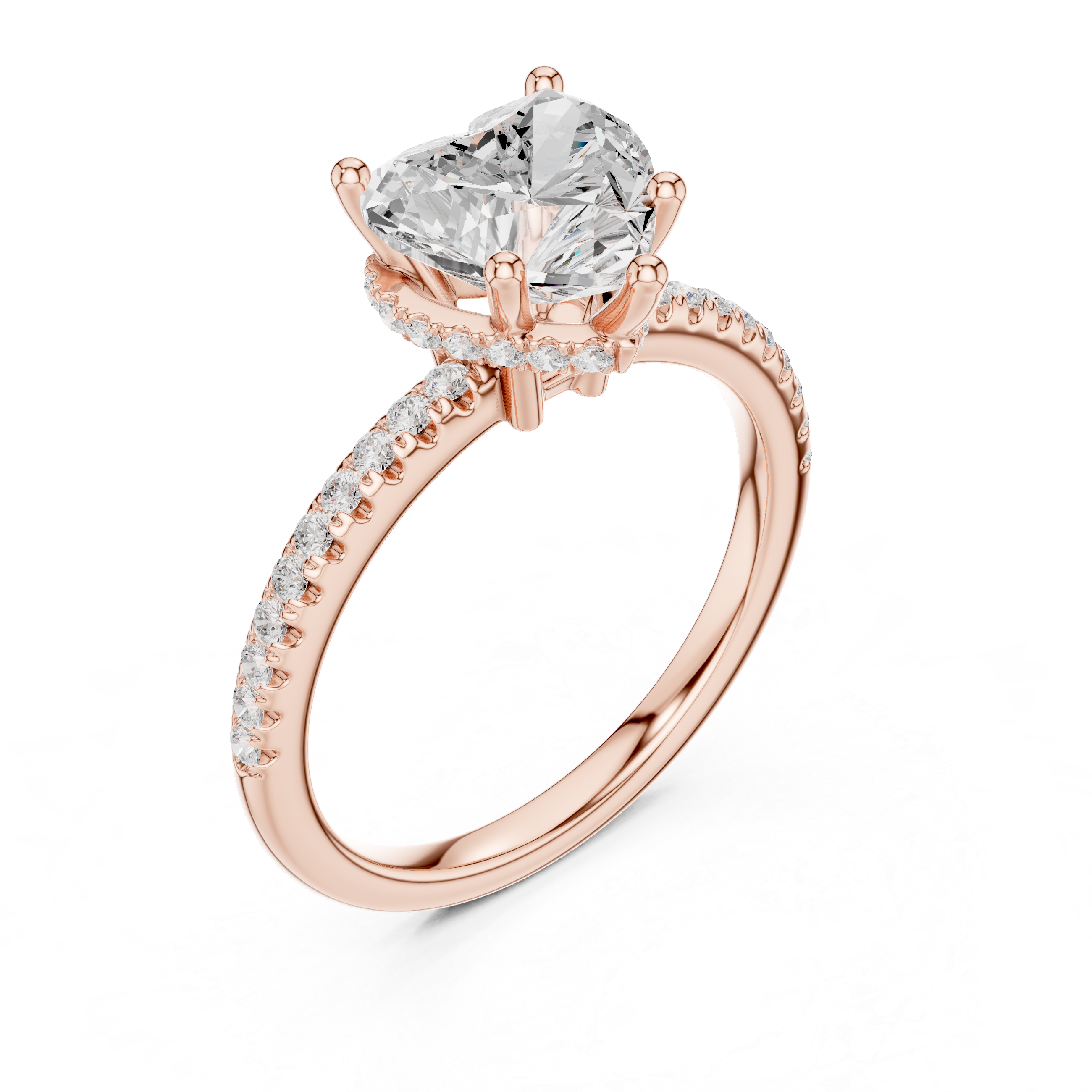 Heart Diamond Hidden Halo Engagement Ring