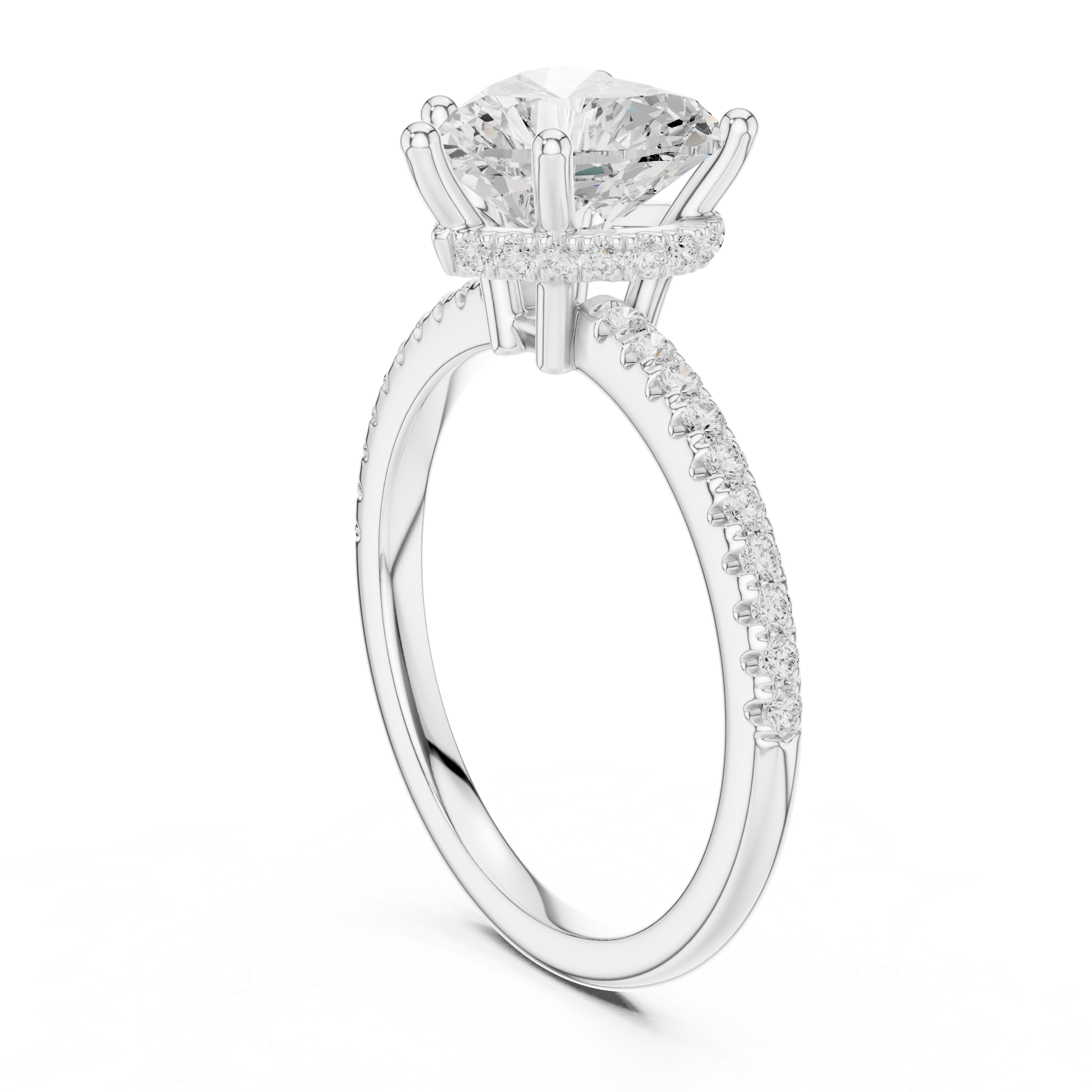Heart Diamond Hidden Halo Engagement Ring