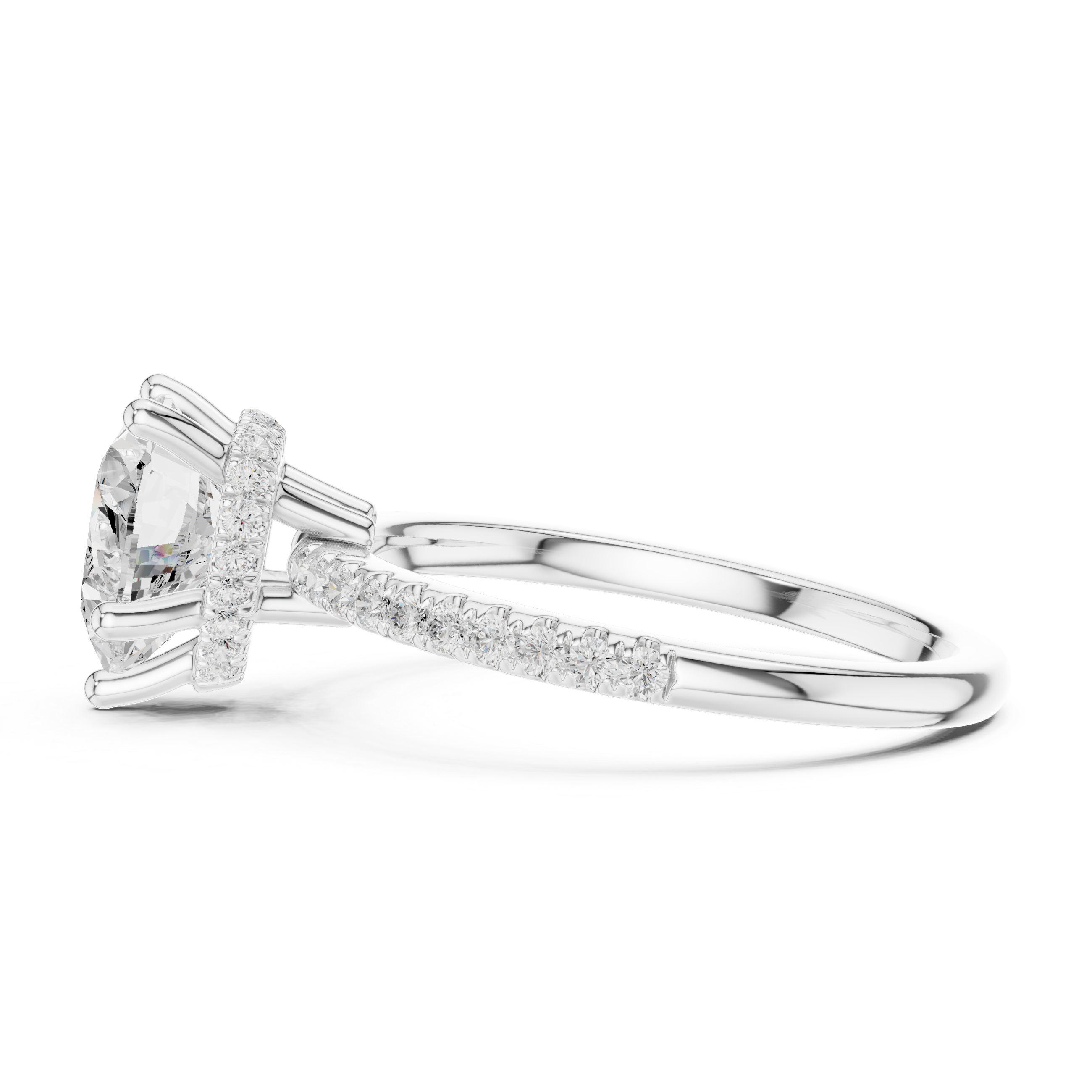 Heart Diamond Hidden Halo Engagement Ring