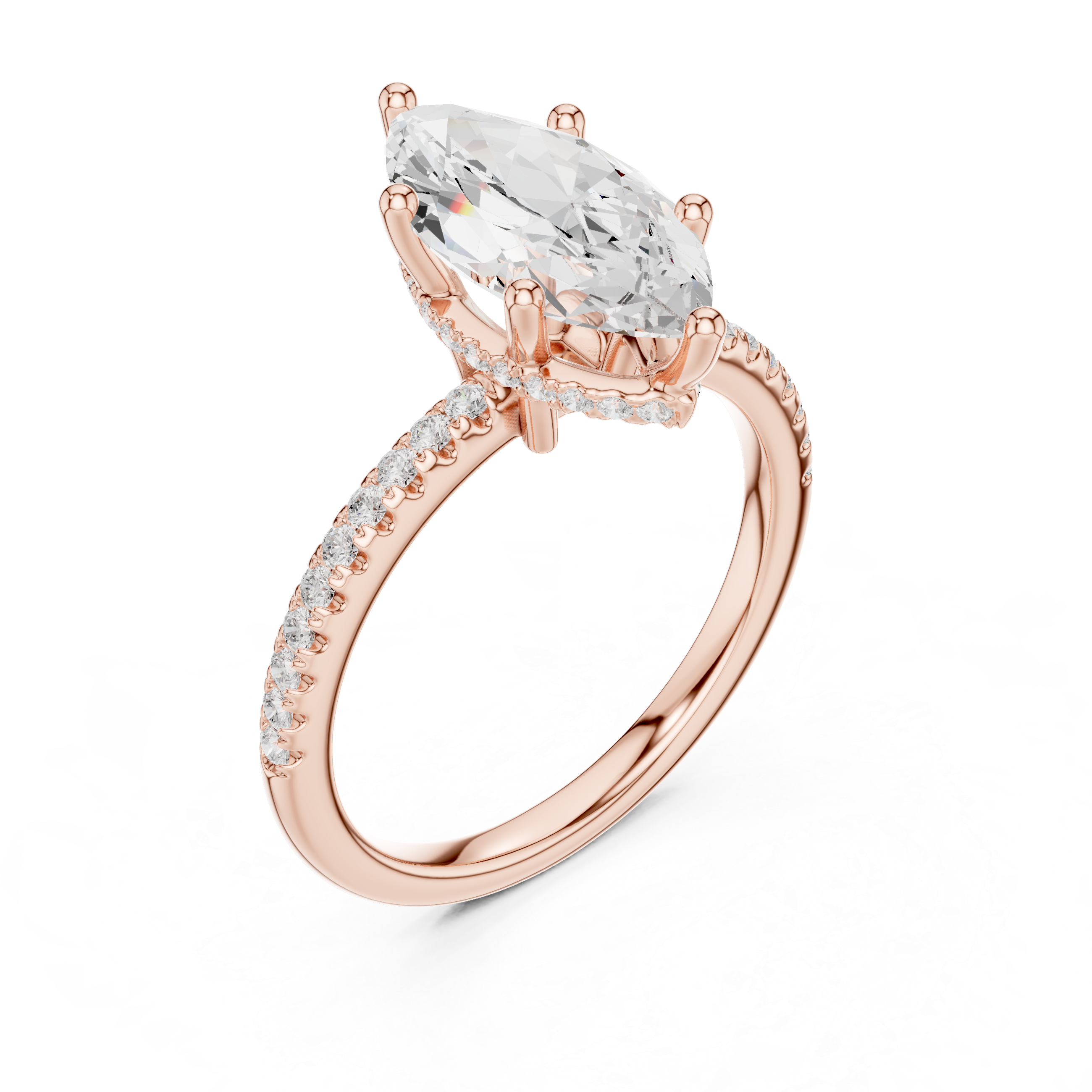 Marquise Diamond Hidden Halo Engagement Ring