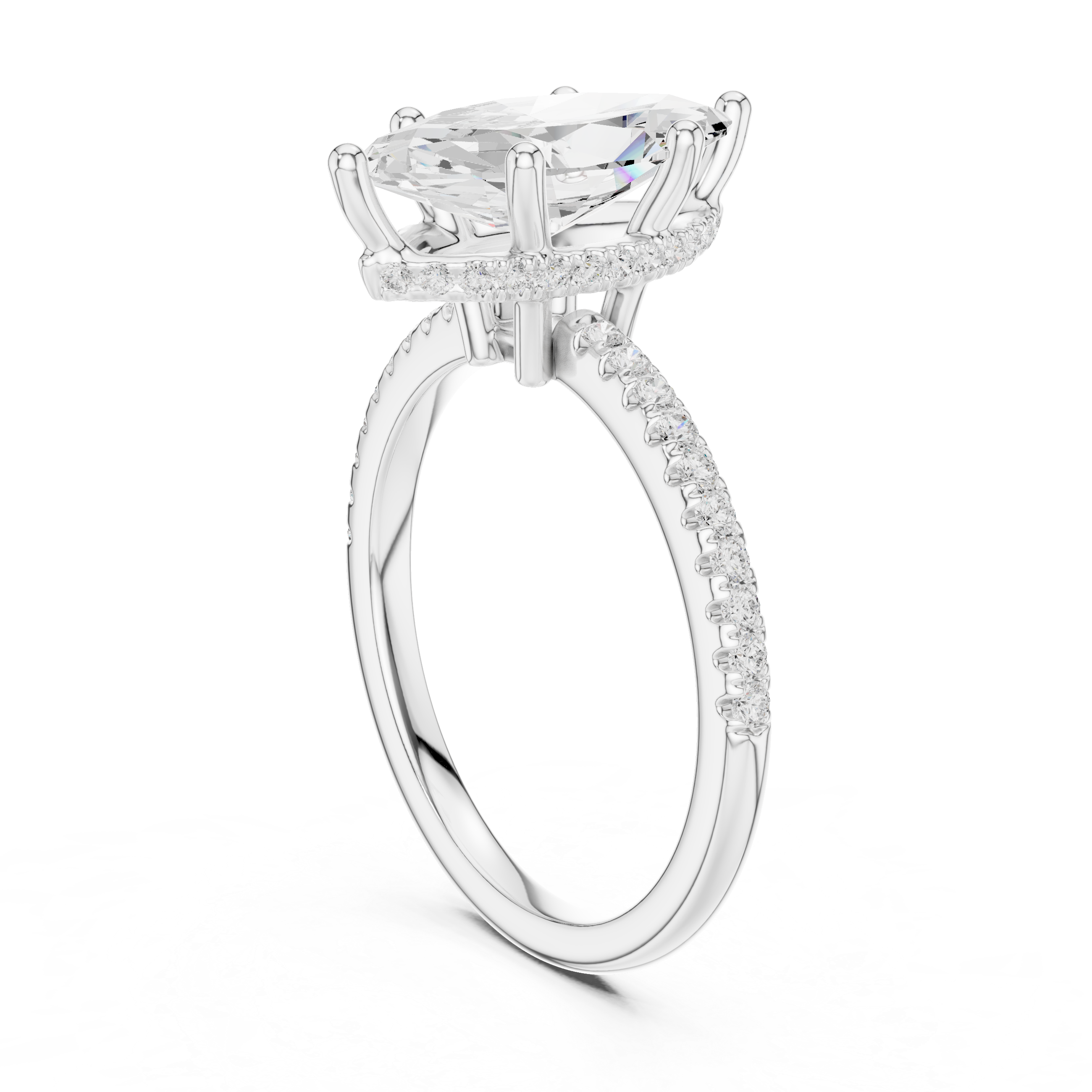 Marquise Diamond Hidden Halo Engagement Ring
