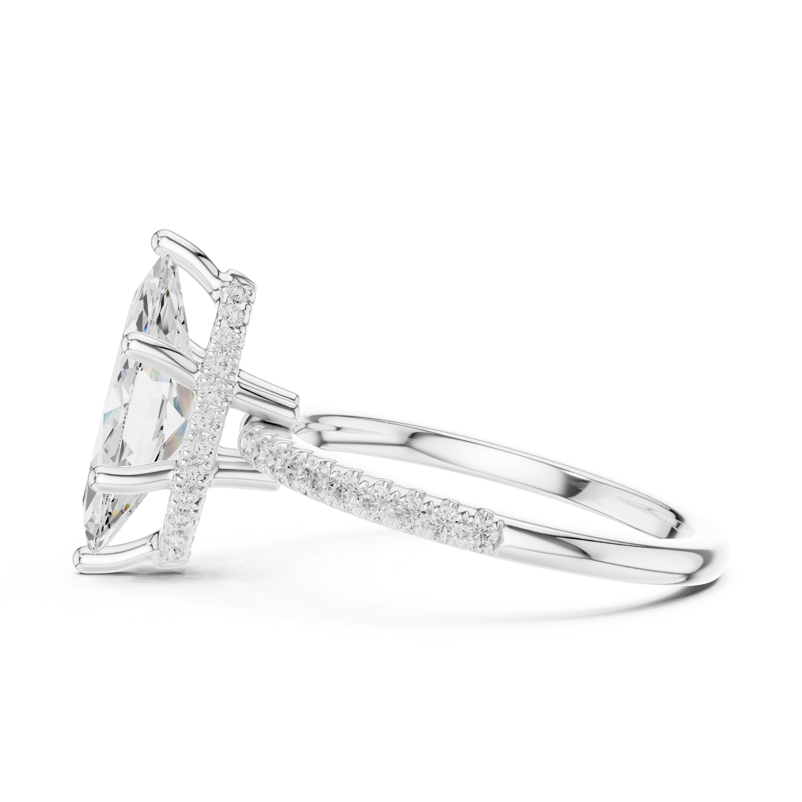 Marquise Diamond Hidden Halo Engagement Ring